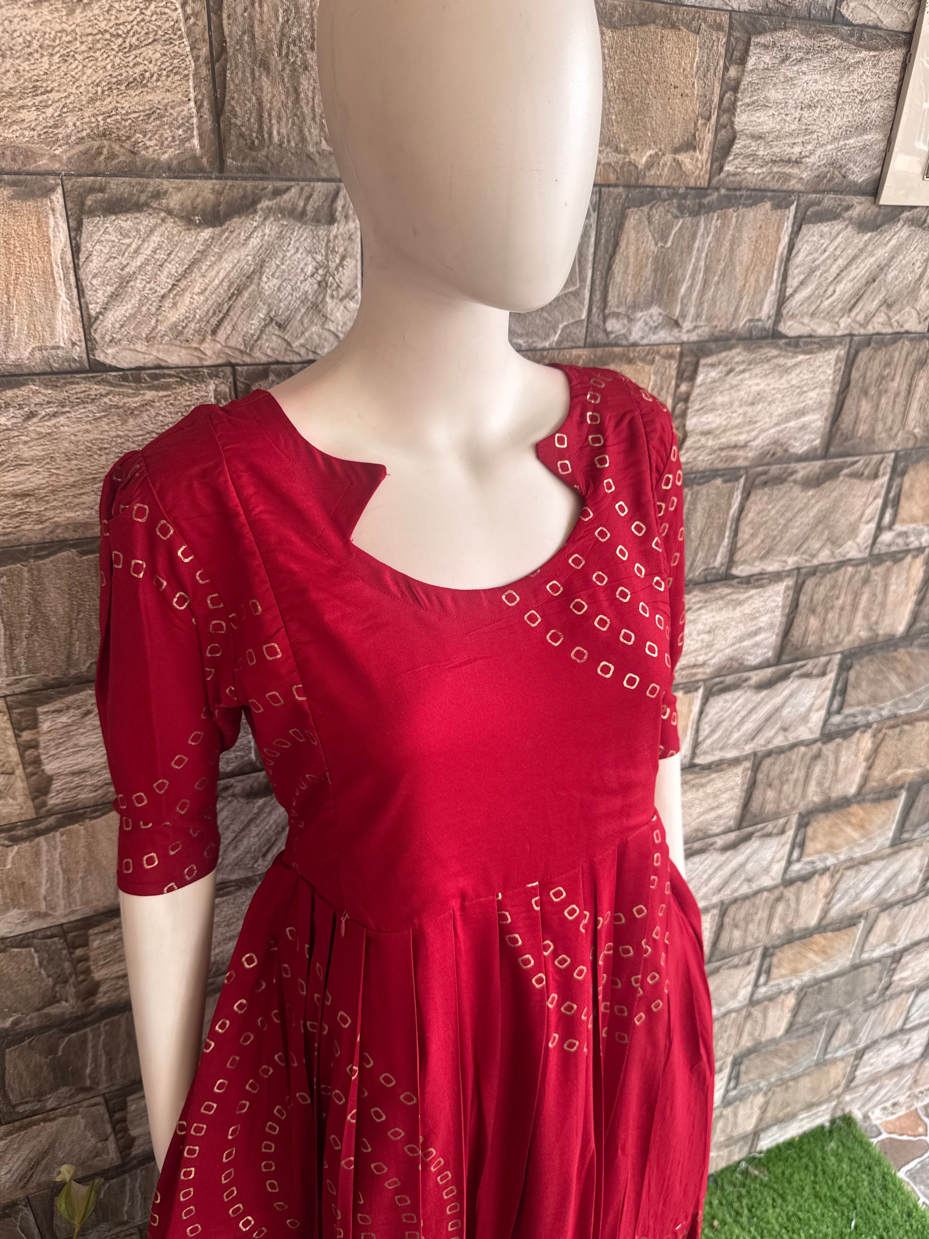 Maroon Golden Foil Maternity maxi CF177