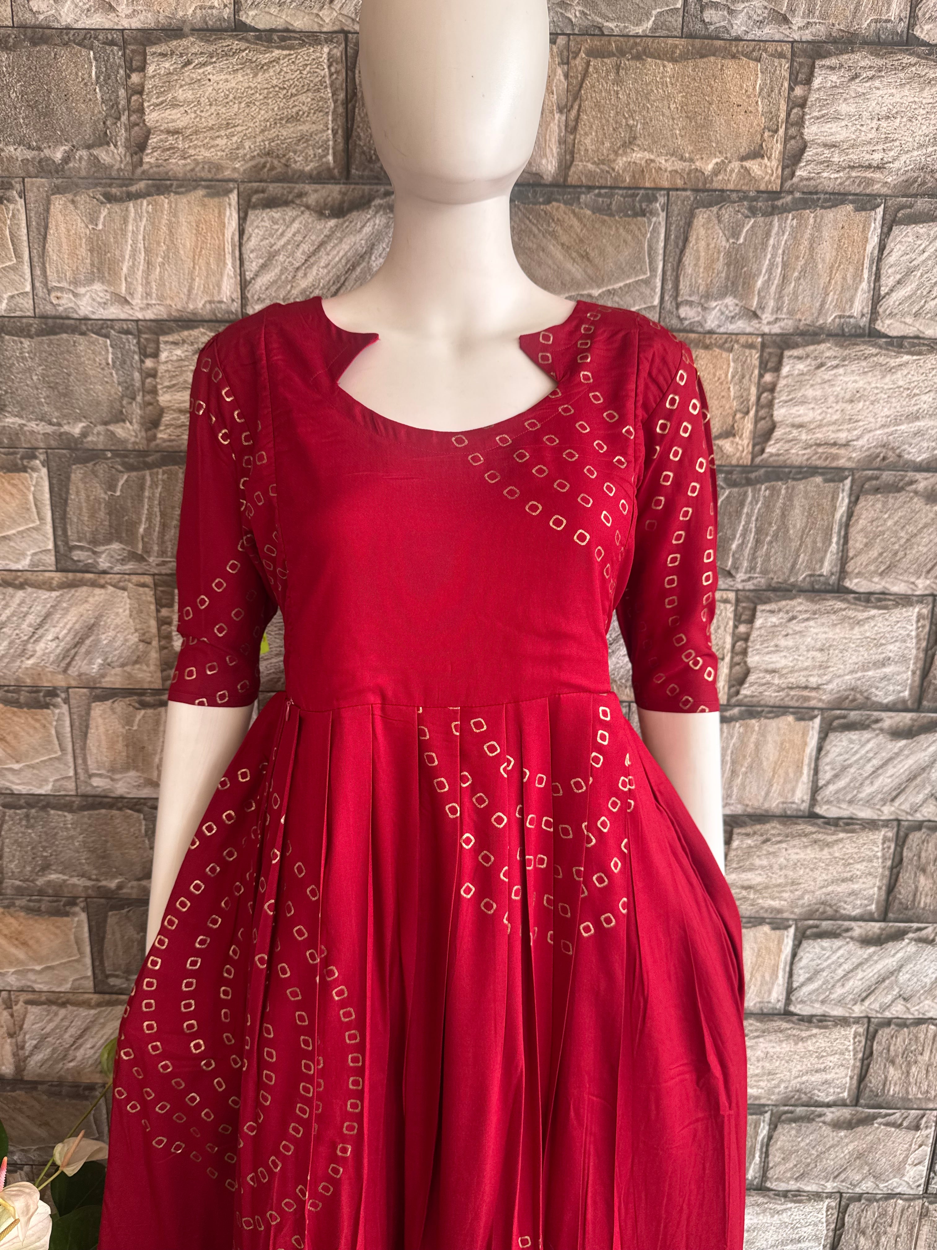 Maroon Golden Foil Maternity maxi CF177