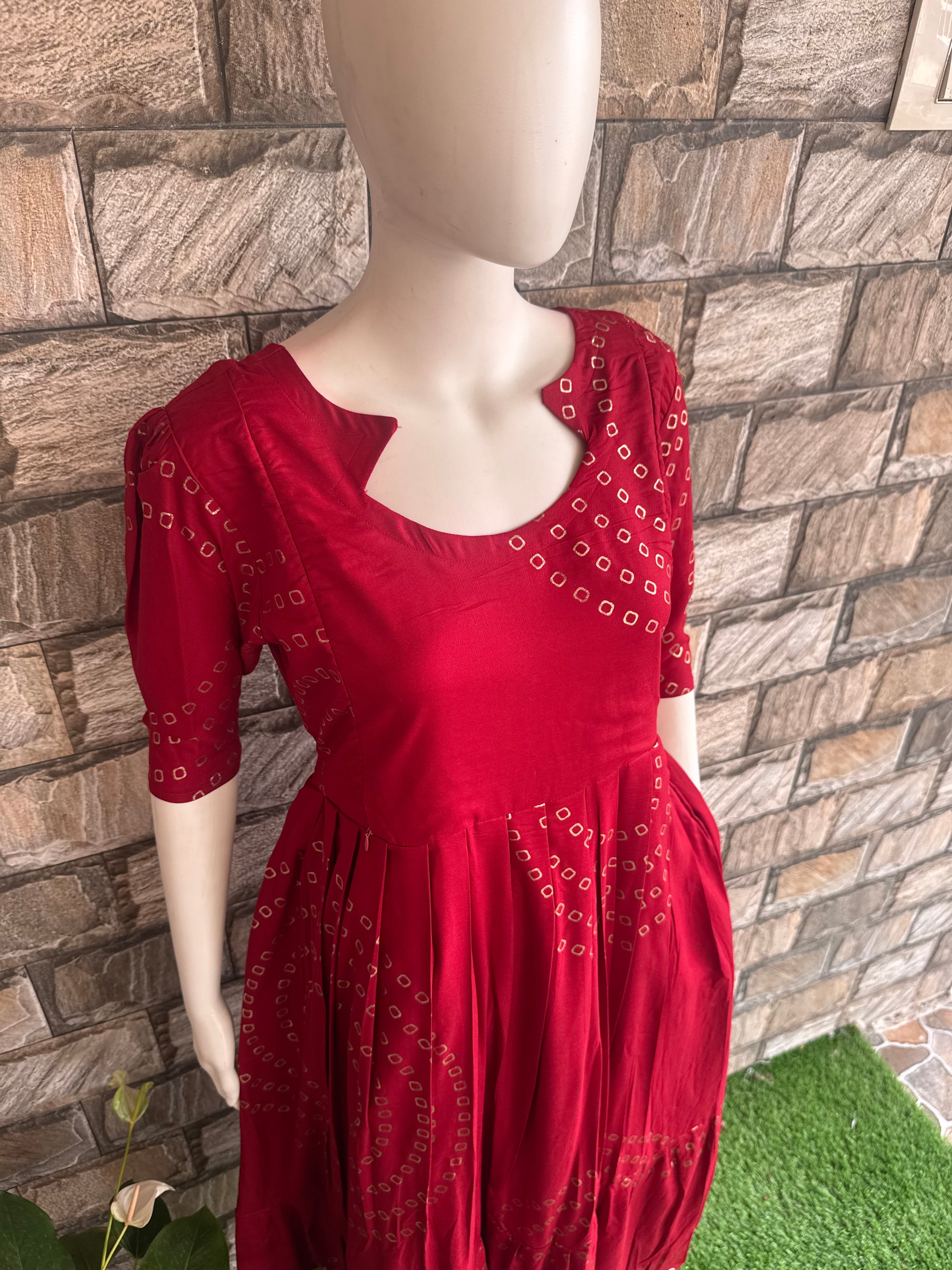 Maroon Golden Foil Maternity maxi CF177