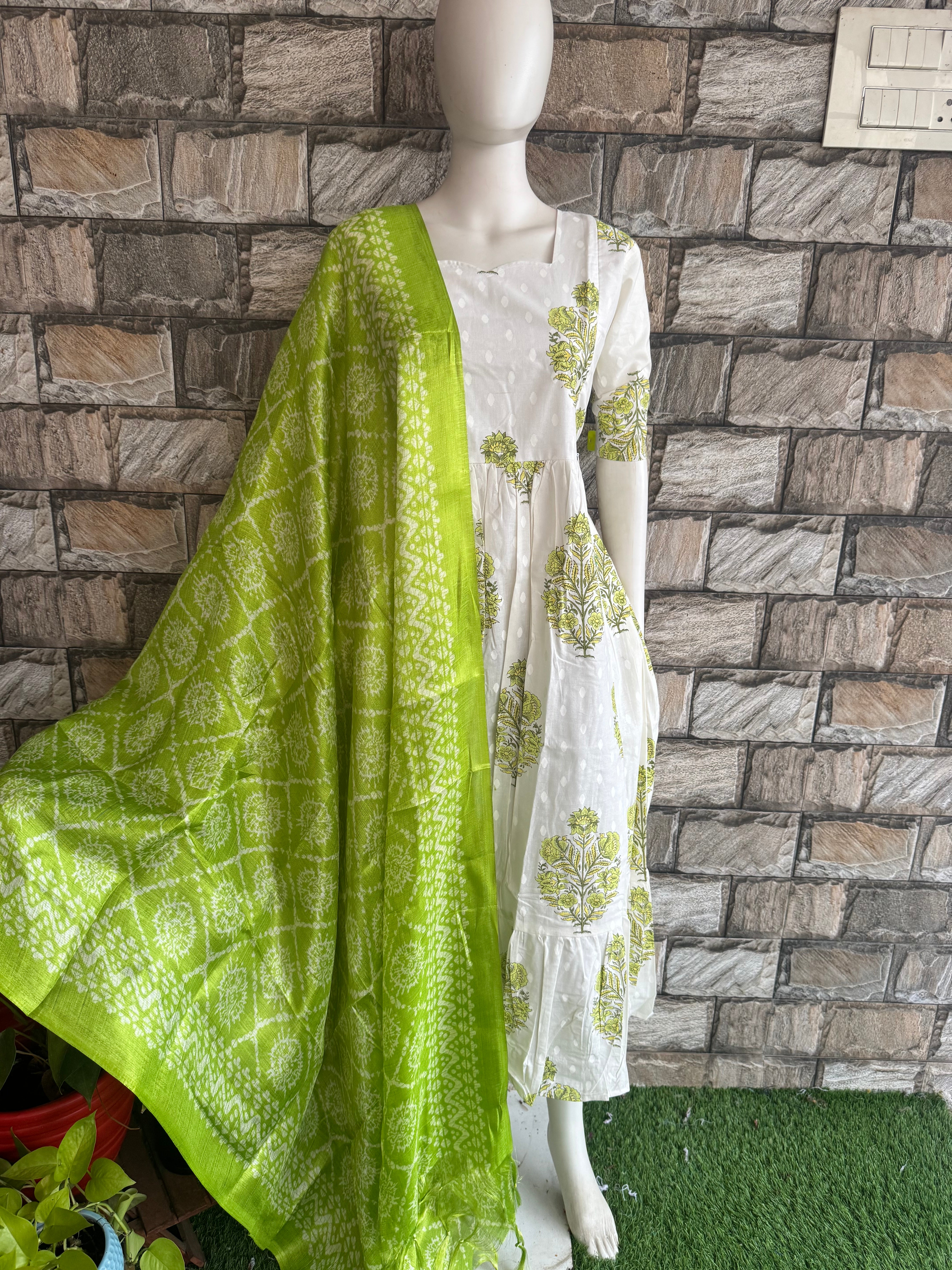 Parrot Green Poly khadhi Dupatta CF178