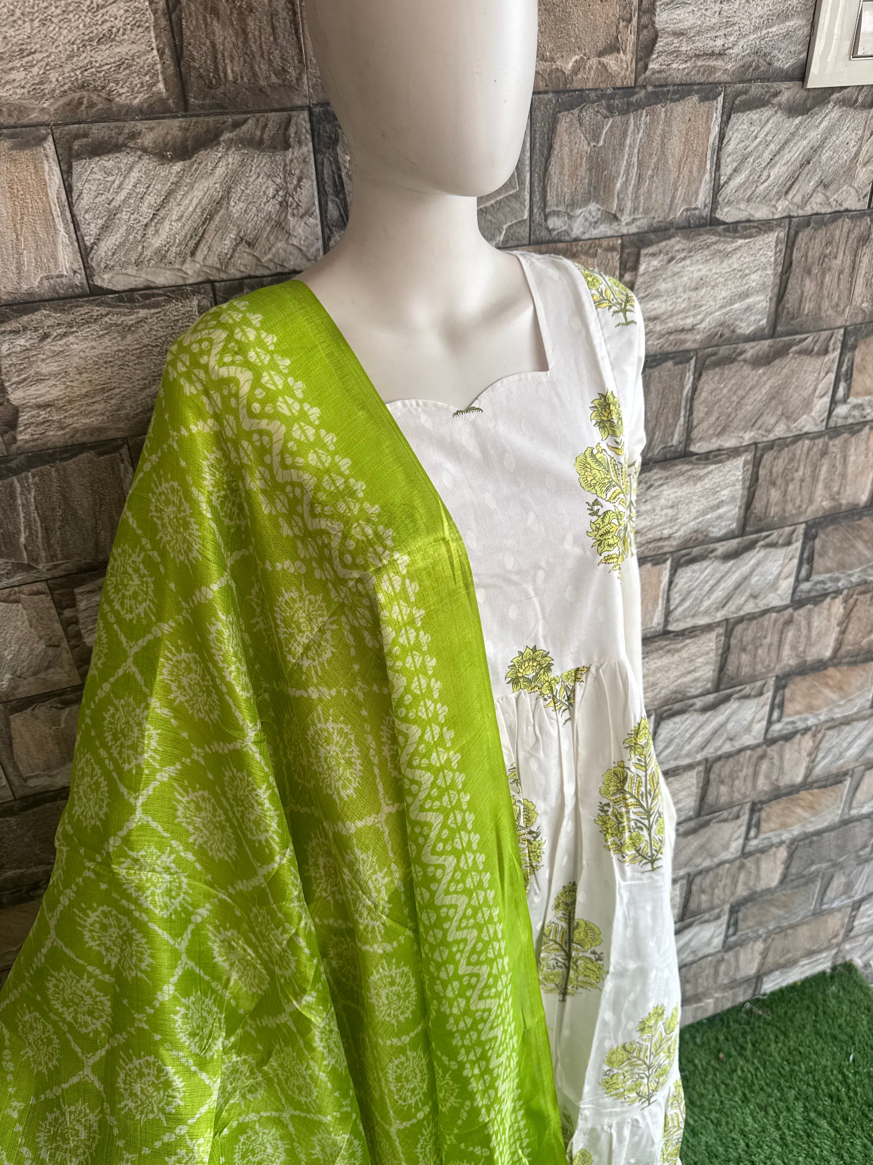 Parrot Green Poly khadhi Dupatta CF178