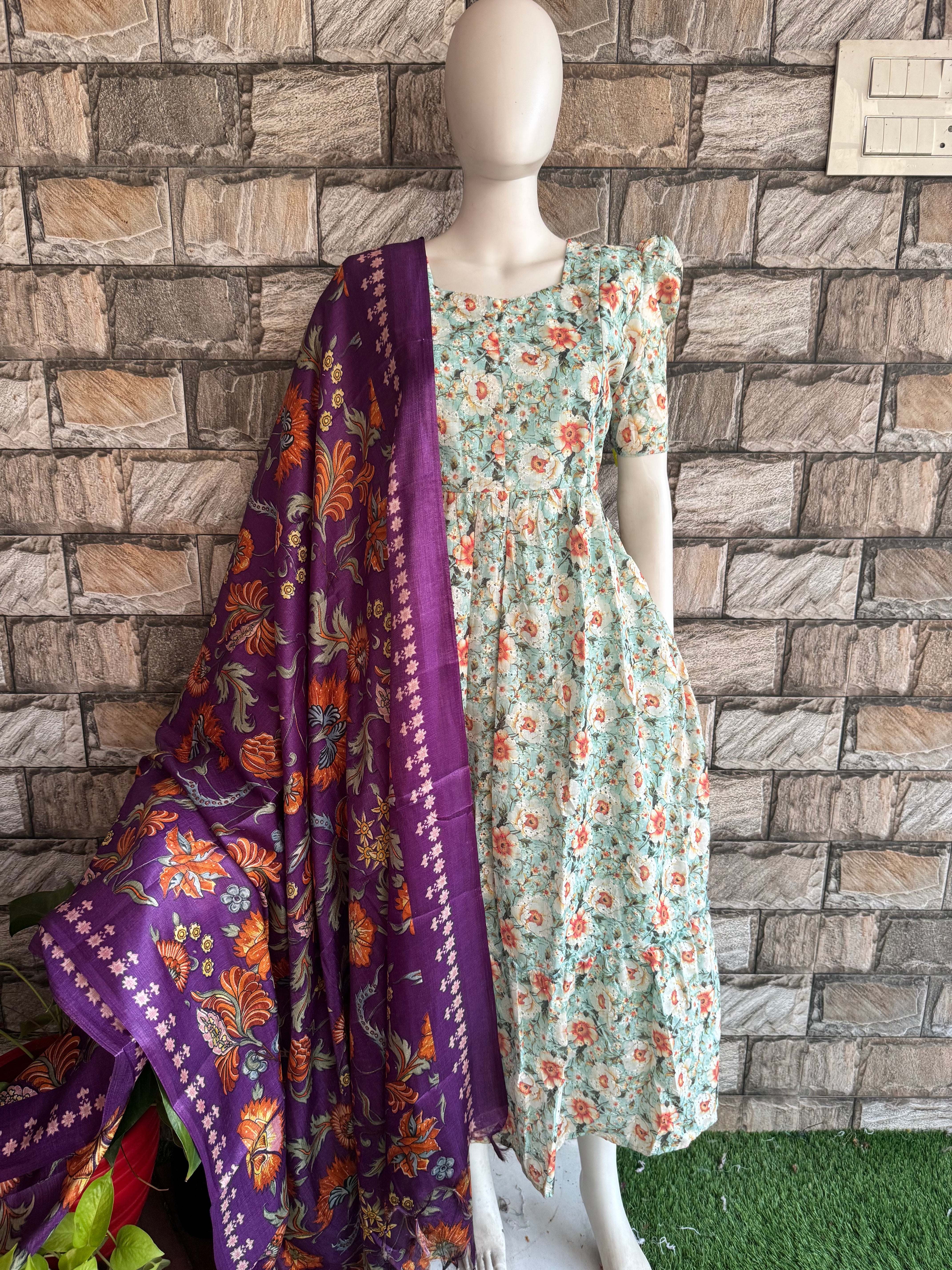 Purple poly Khadhi dupatta CF179