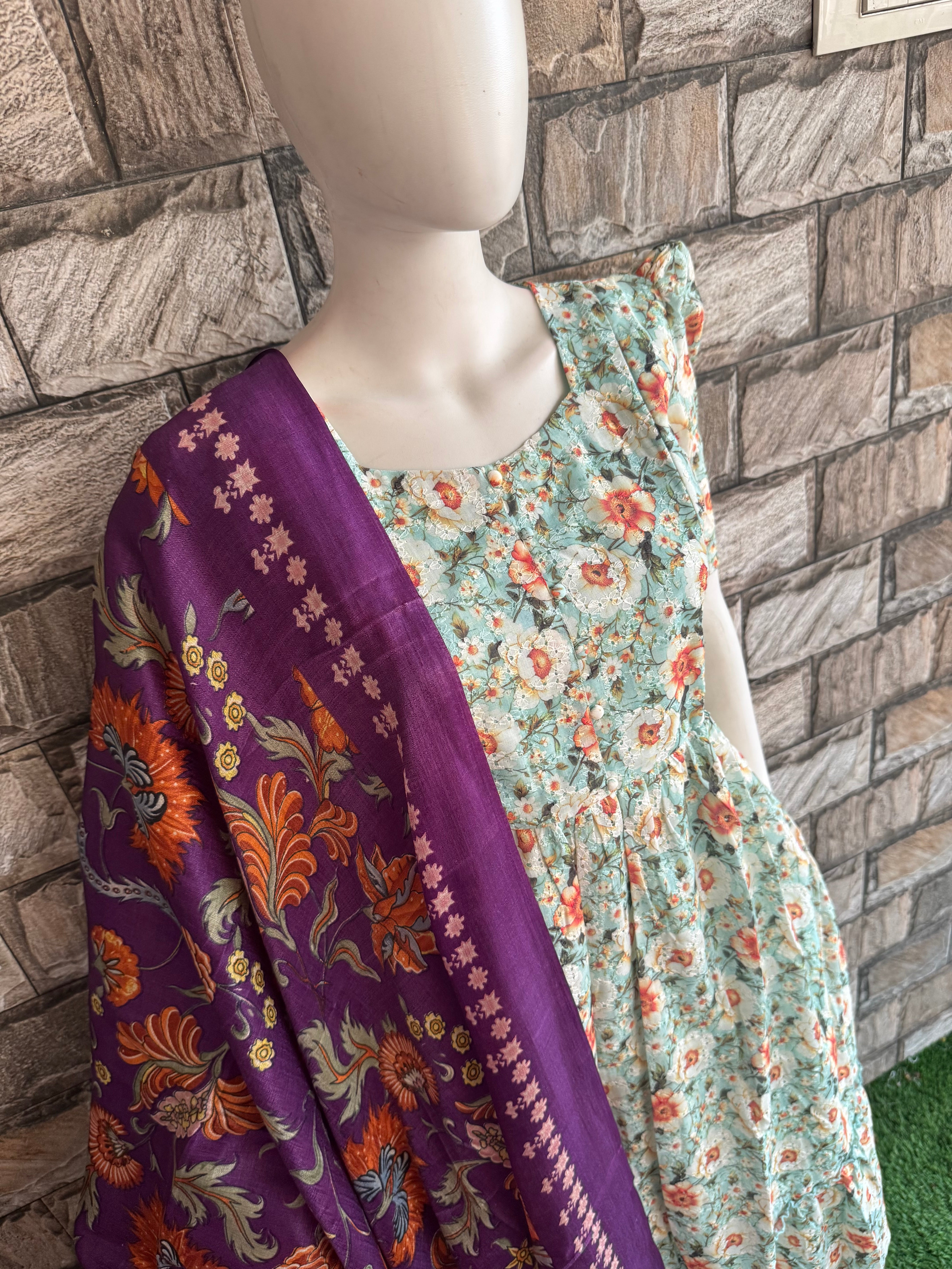 Purple poly Khadhi dupatta CF179
