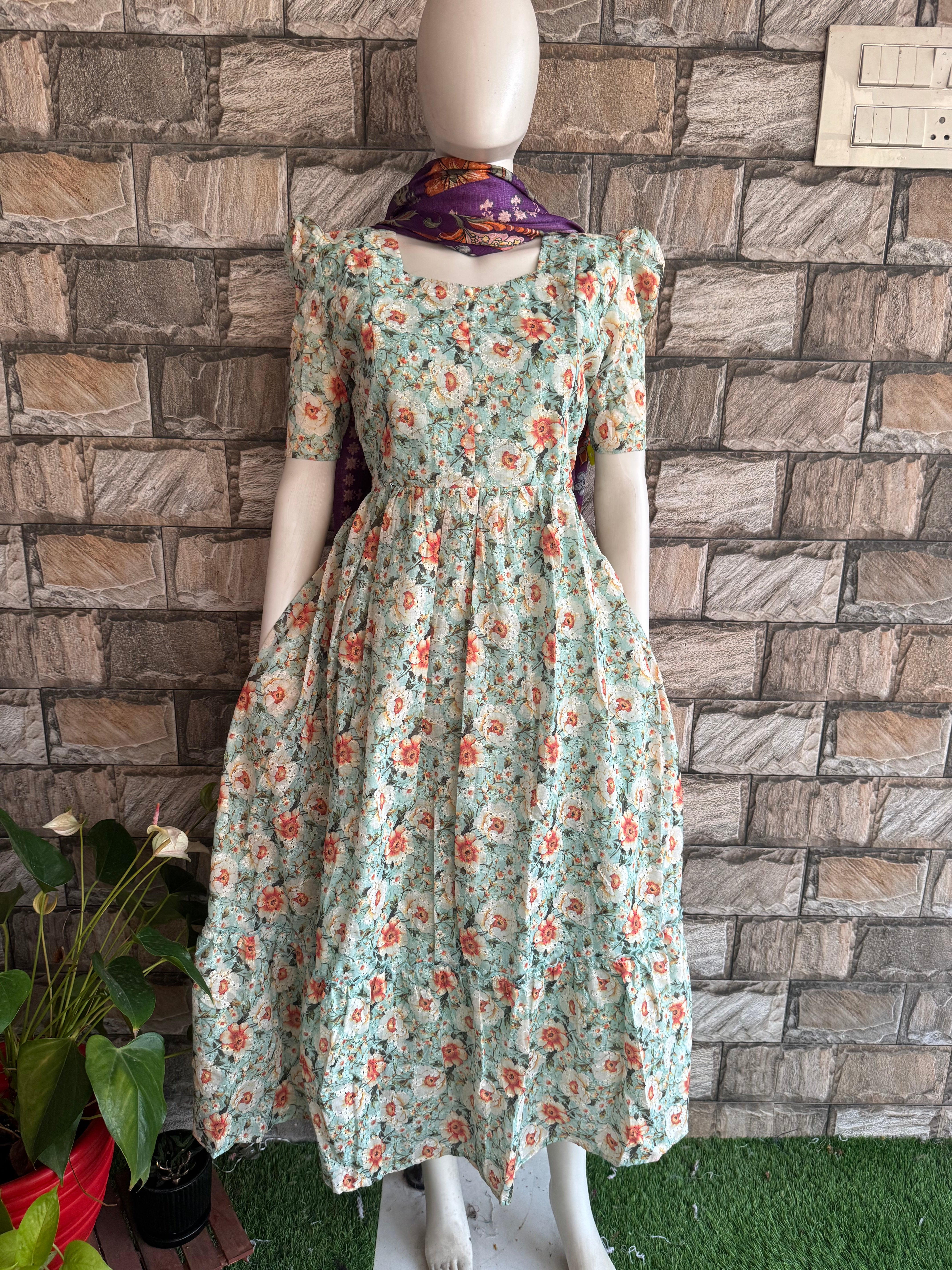 Pastel green Hacoba cotton Maternity maxi CF179