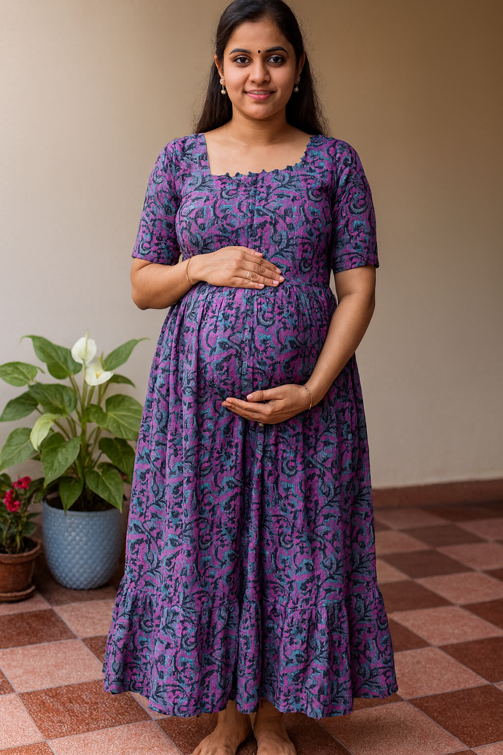 Kalamkari Floral Kanta Maternity maxi CF180