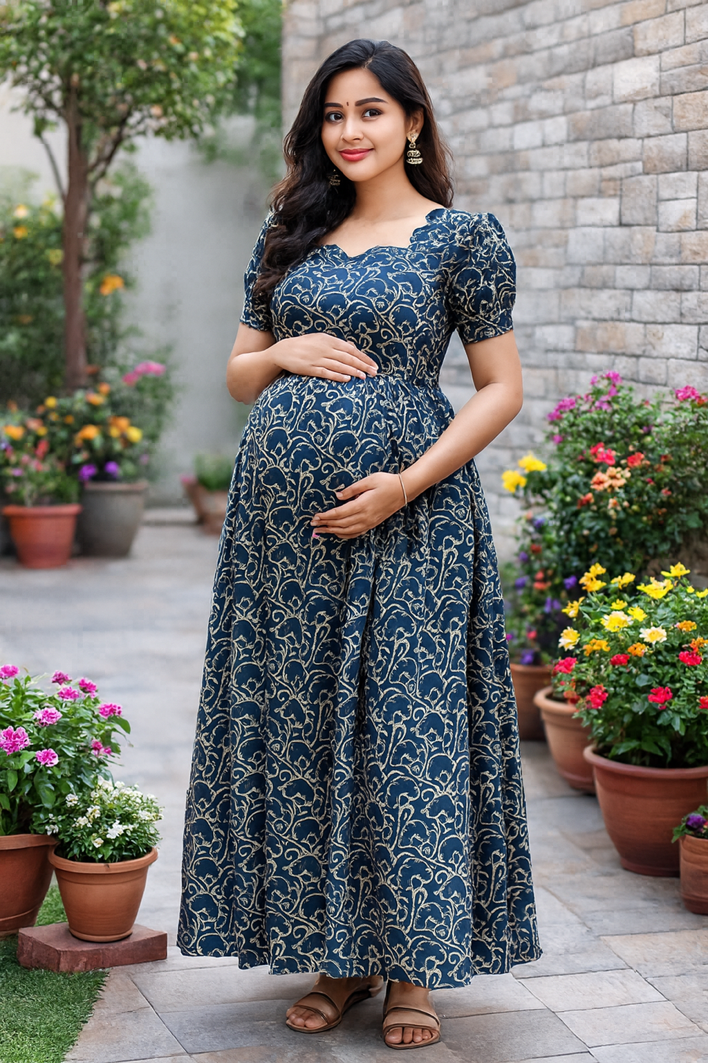 Indigo Blue Perfect maternity Cotton Maxi