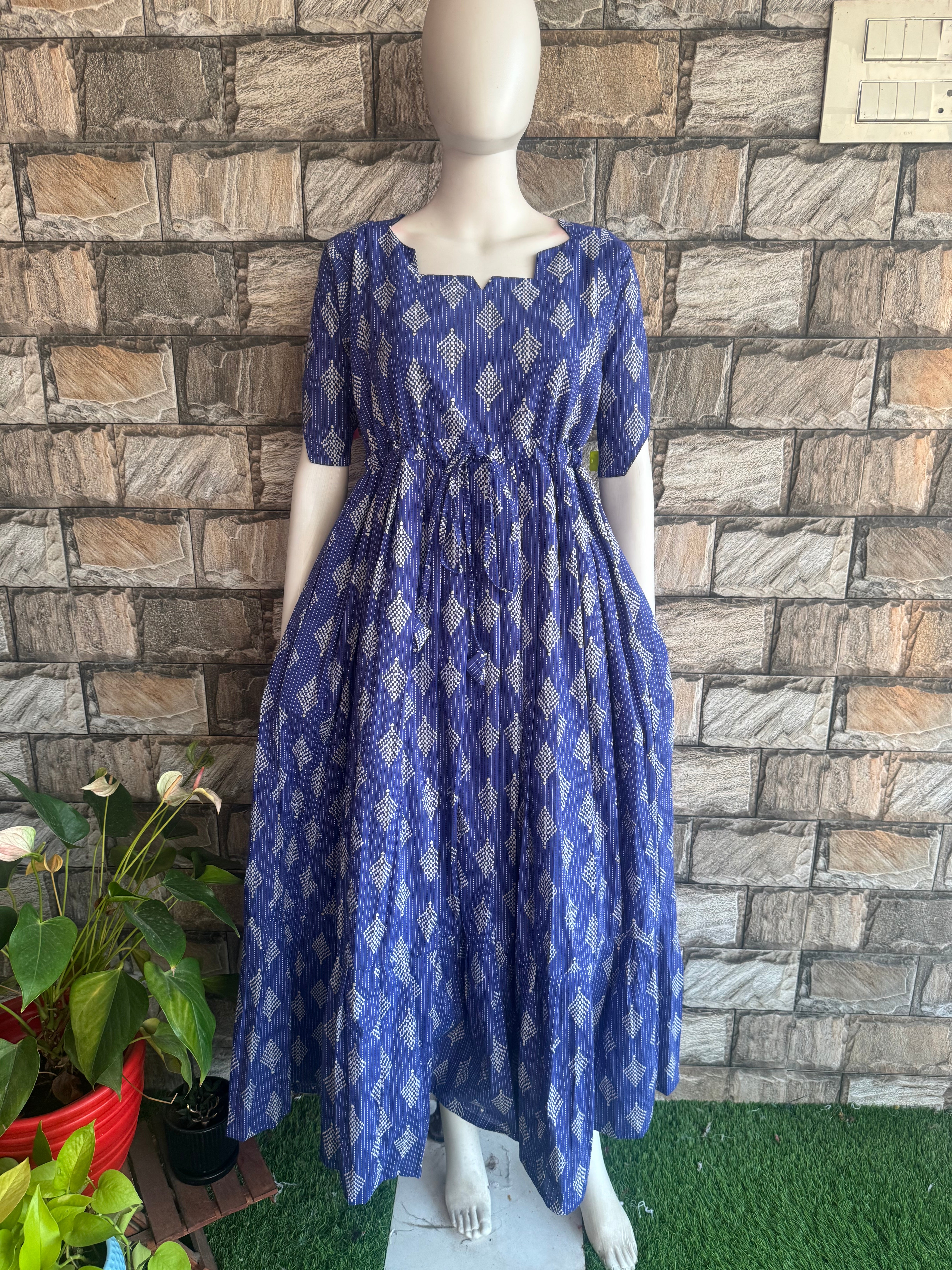 Navy Bloom Kanta cotton Maternity Maxi