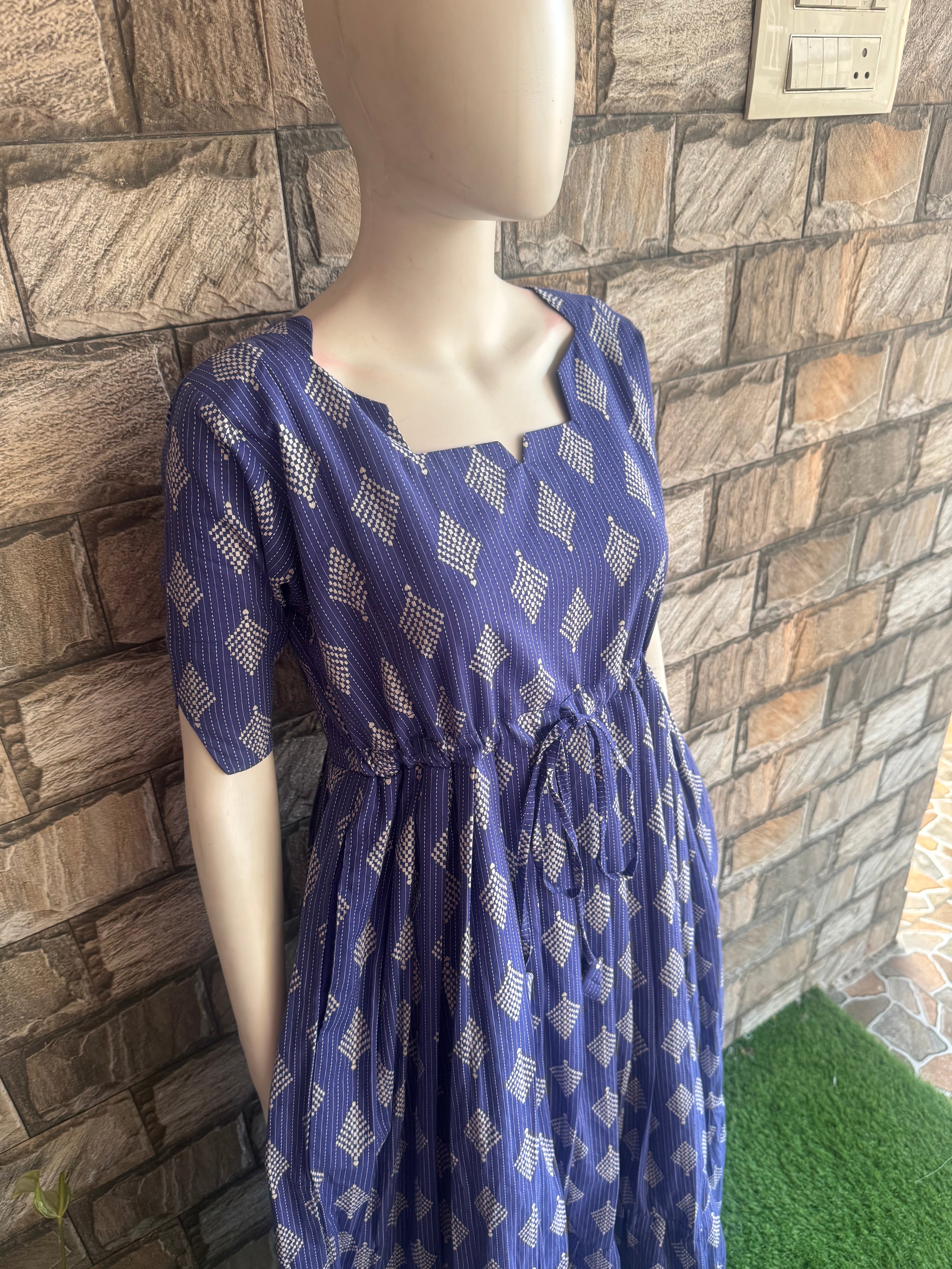 Navy Bloom Kanta cotton Maternity Maxi