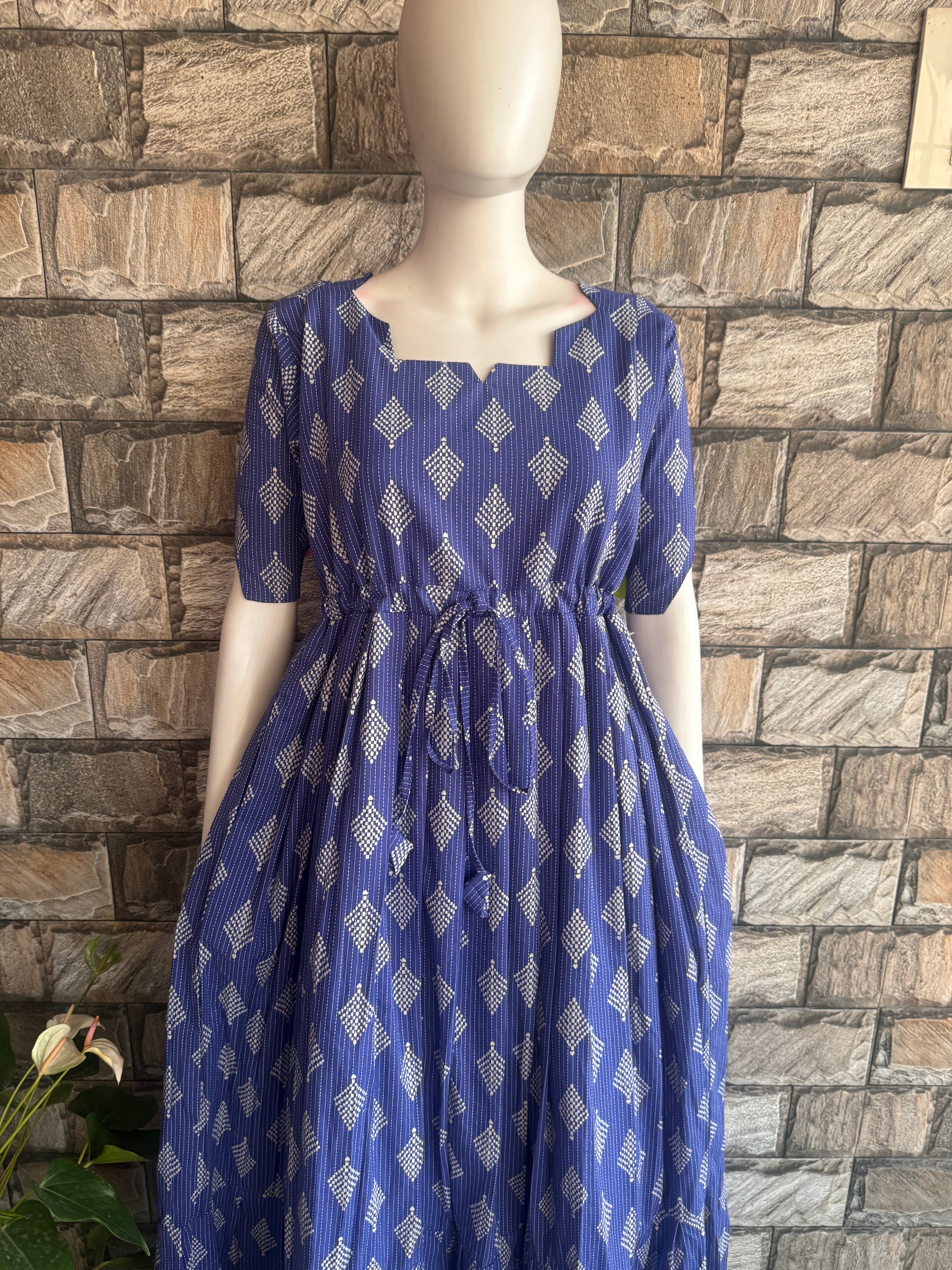 Navy Bloom Kanta cotton Maternity Maxi