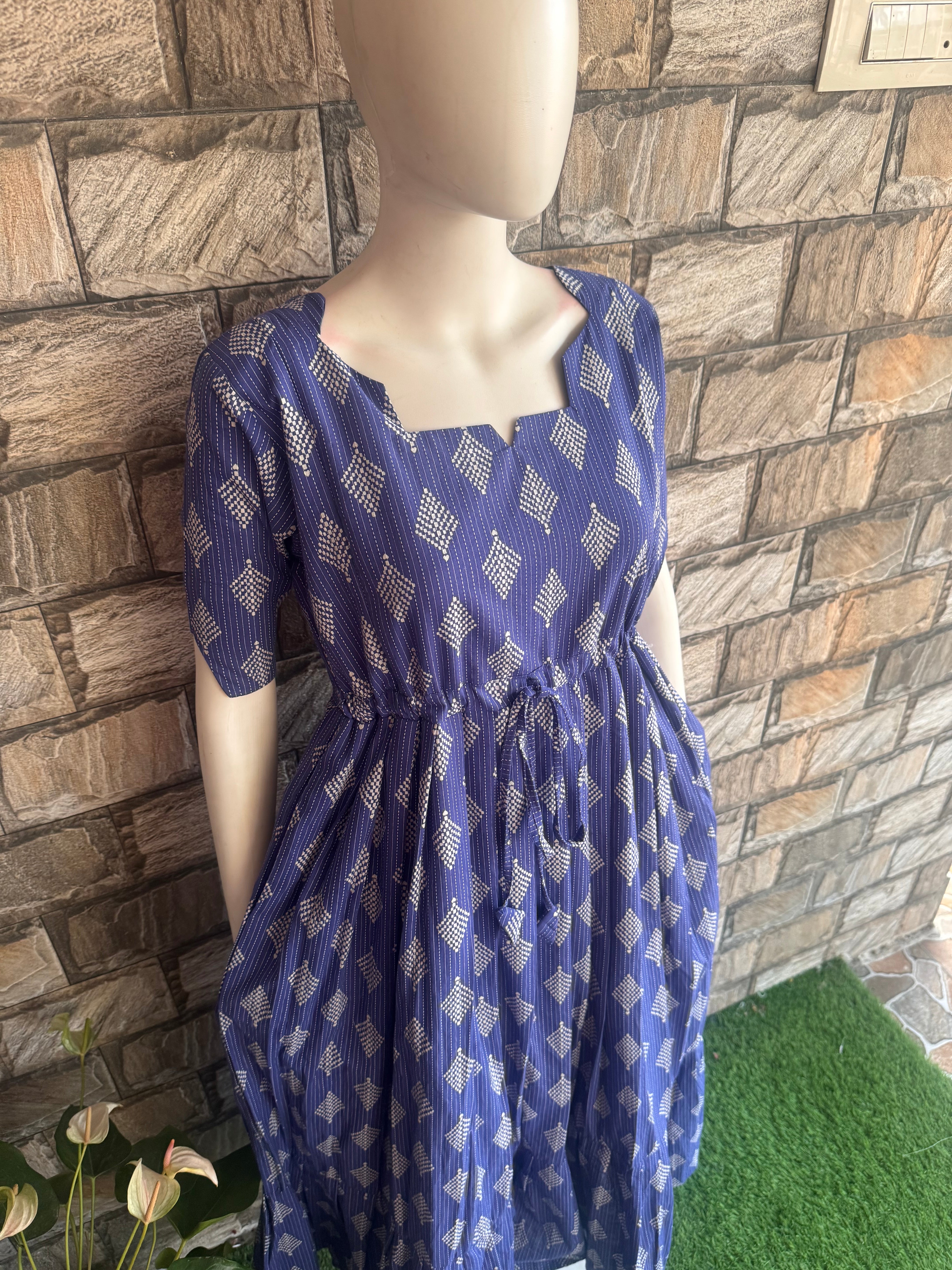 Navy Bloom Kanta cotton Maternity Maxi