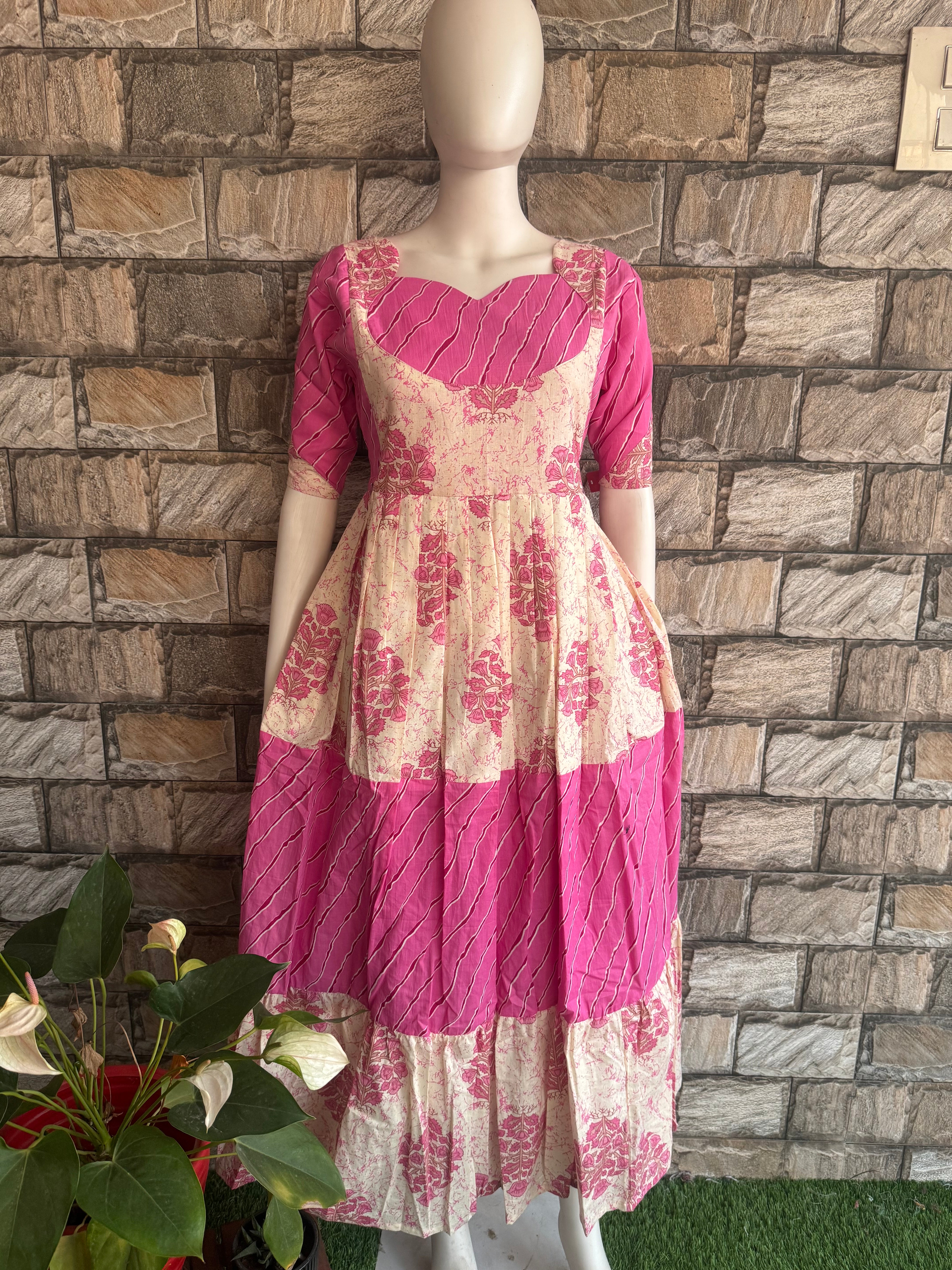 3 tier Pink Maternity Maxi
