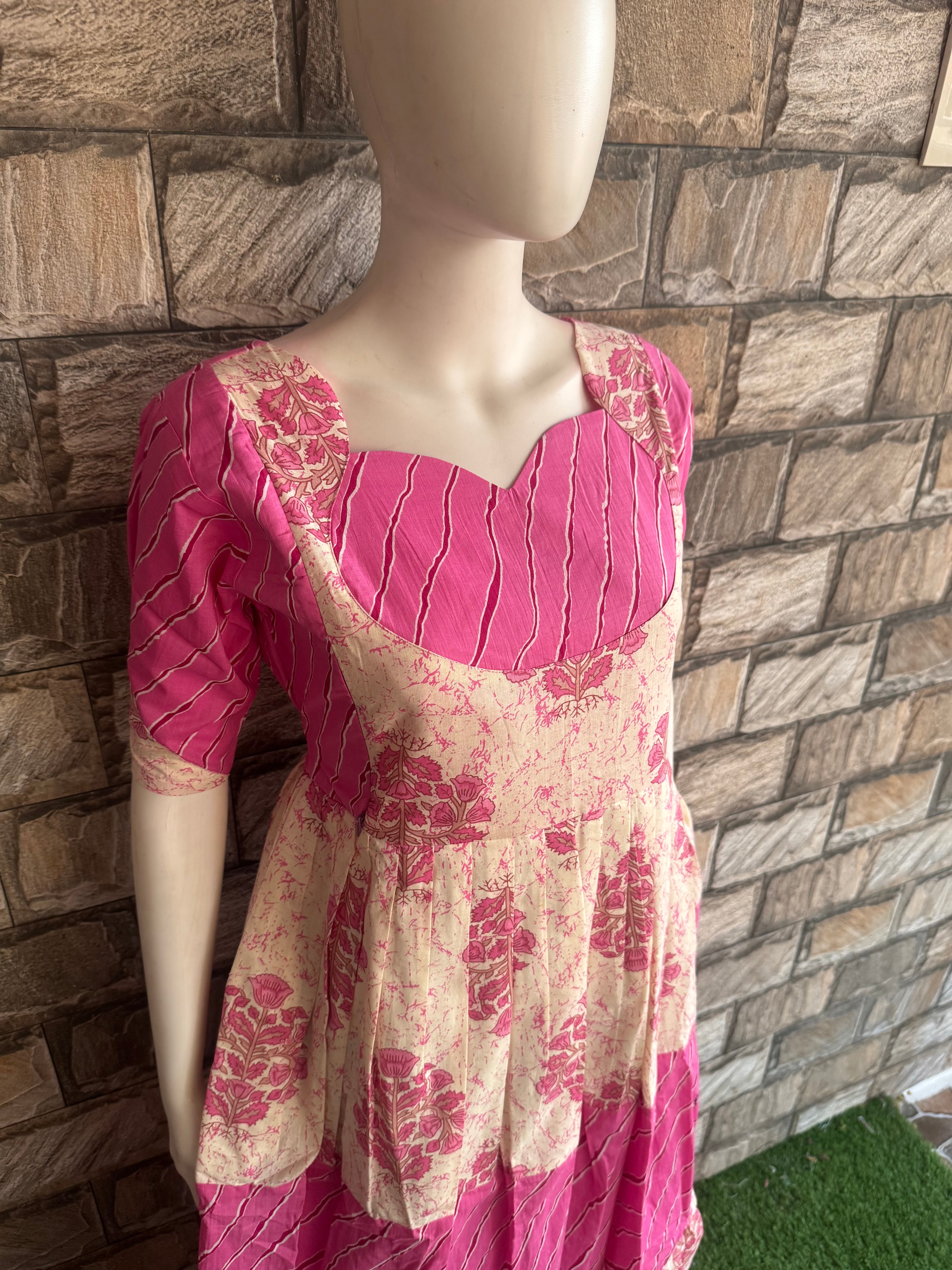 3 tier Pink Maternity Maxi