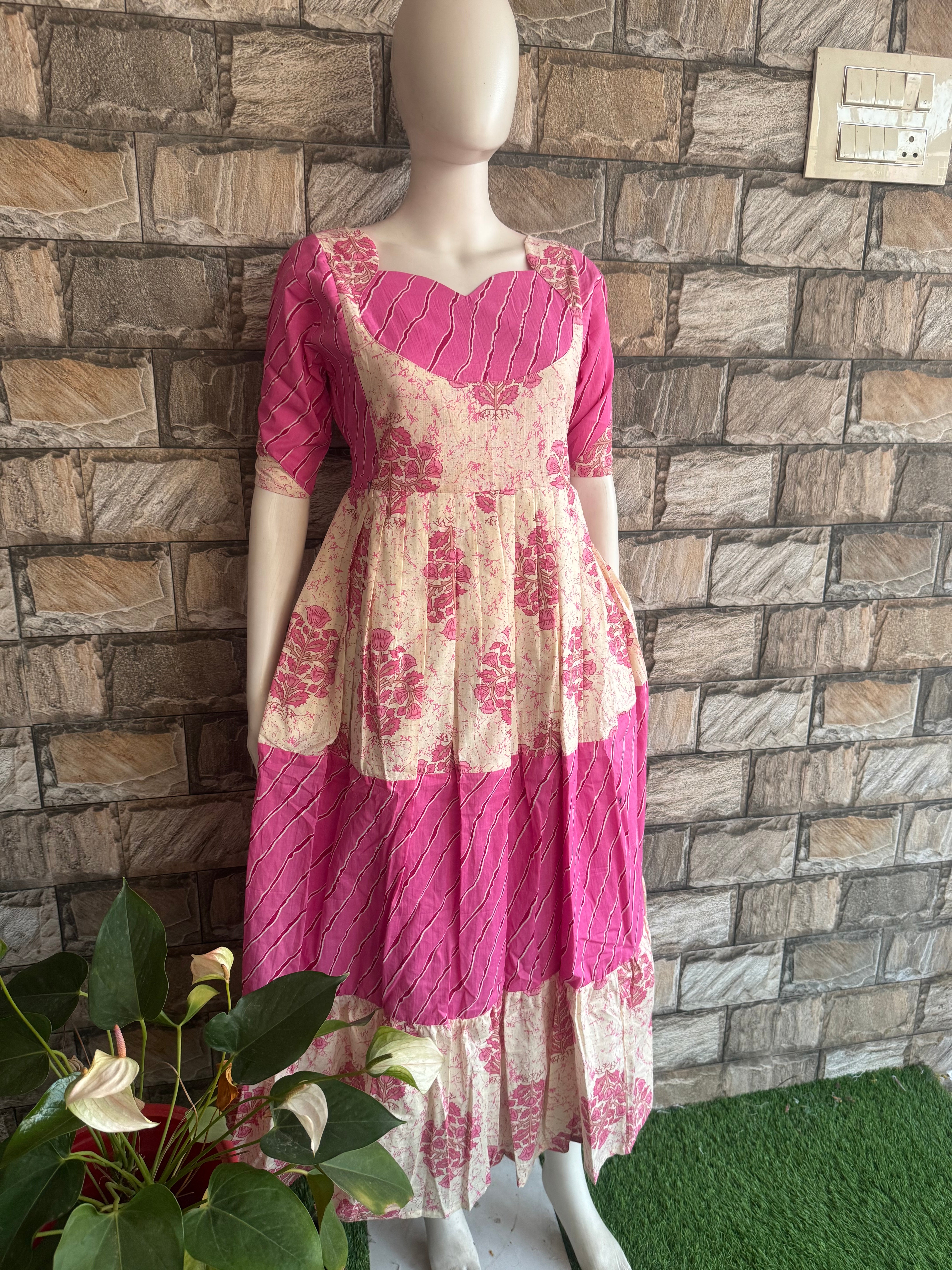 3 tier Pink Maternity Maxi