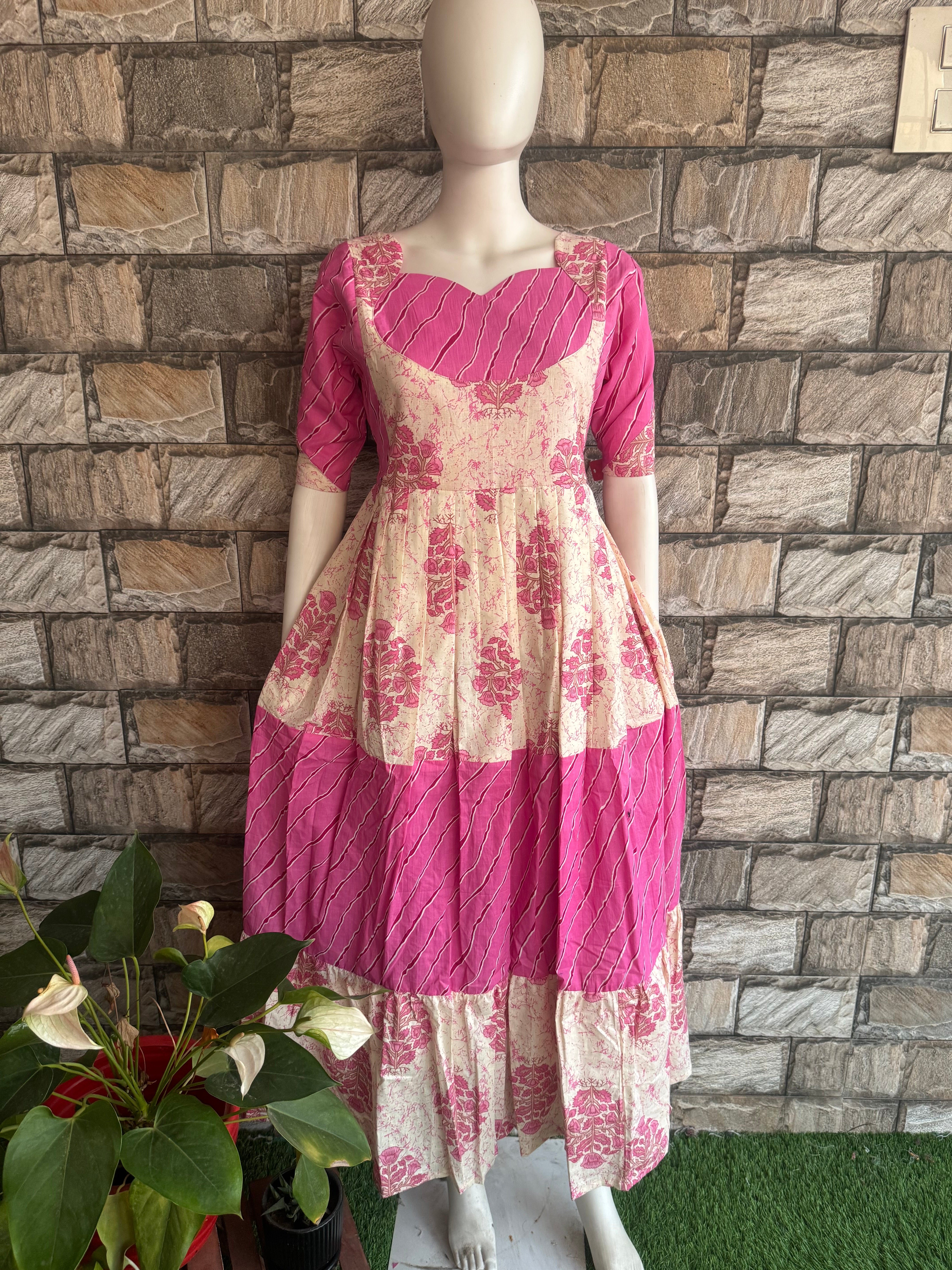 3 tier Pink Maternity Maxi