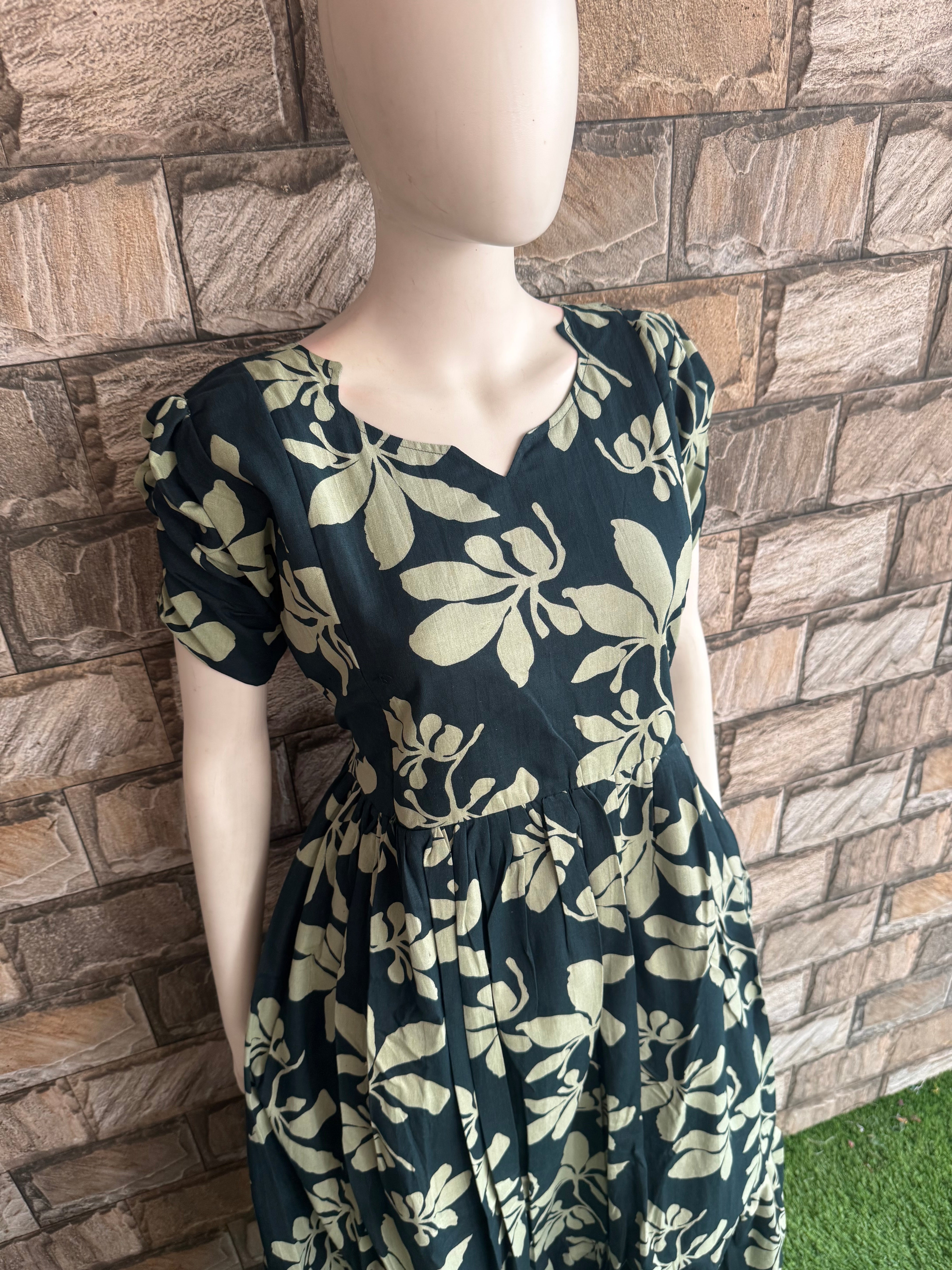 Flex Cotton Green leaf Maxi