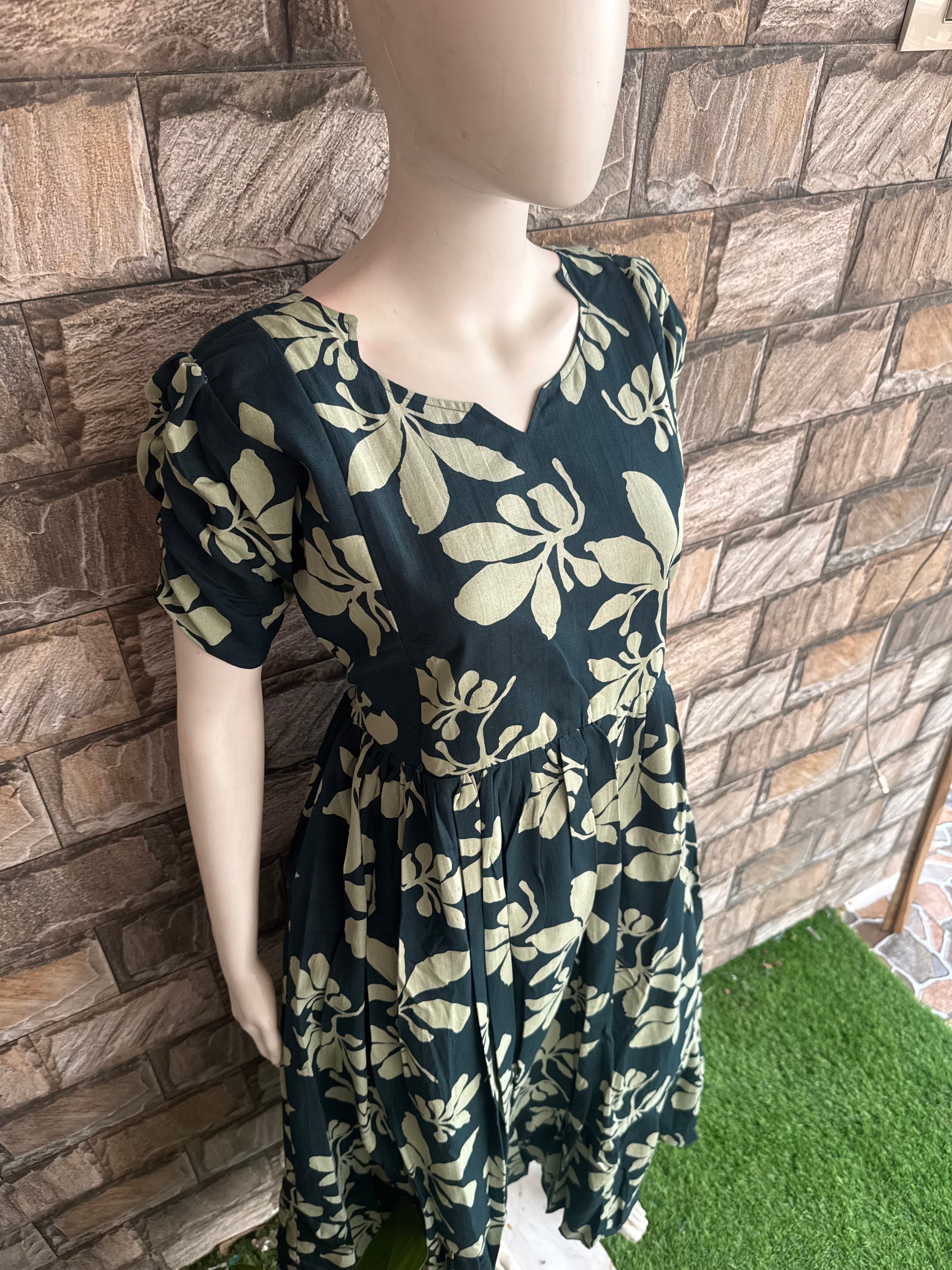 Flex Cotton Green leaf Maxi