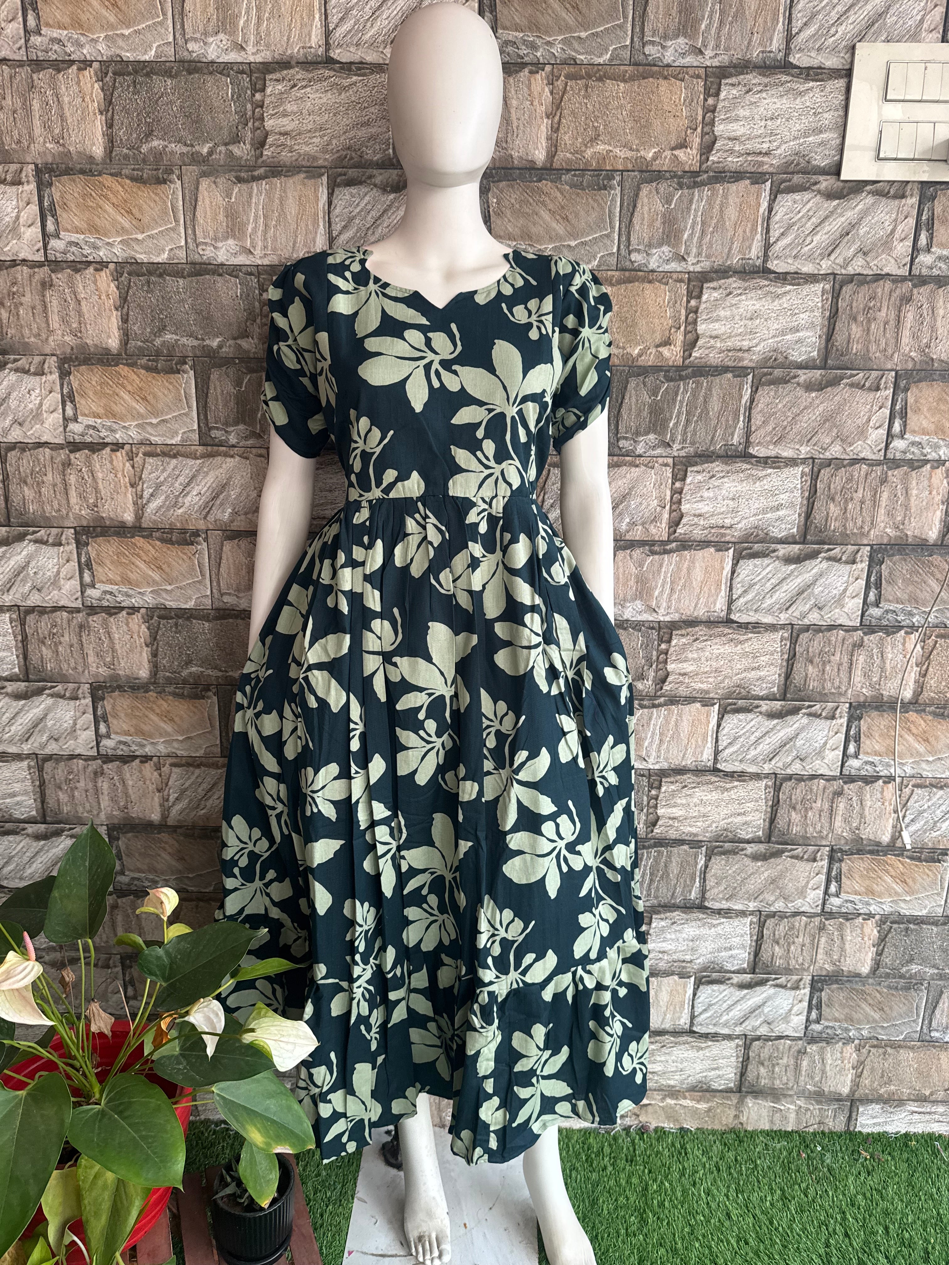 Flex Cotton Green leaf Maxi