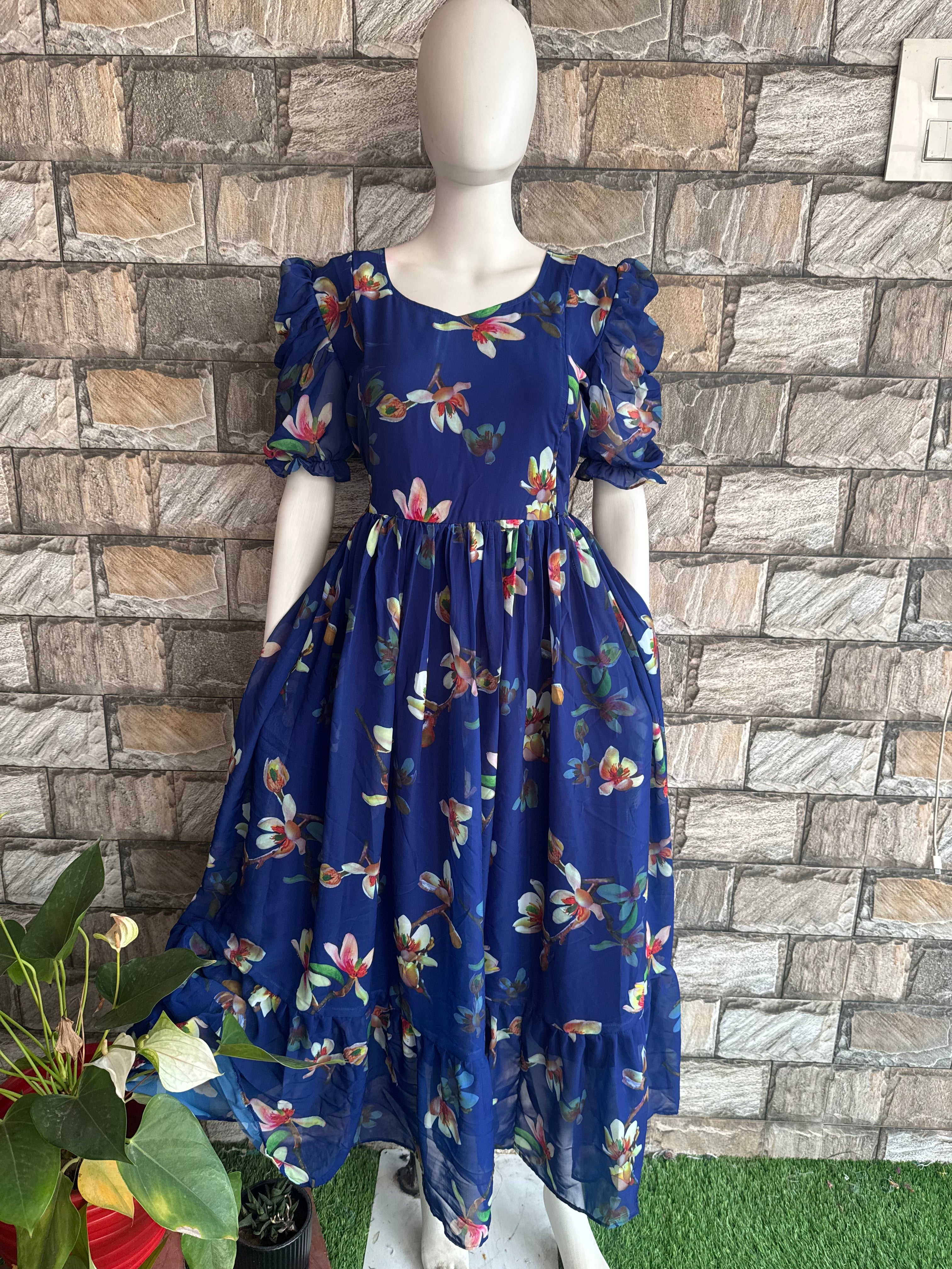 Royal Blue Georgette Maternity Maxi