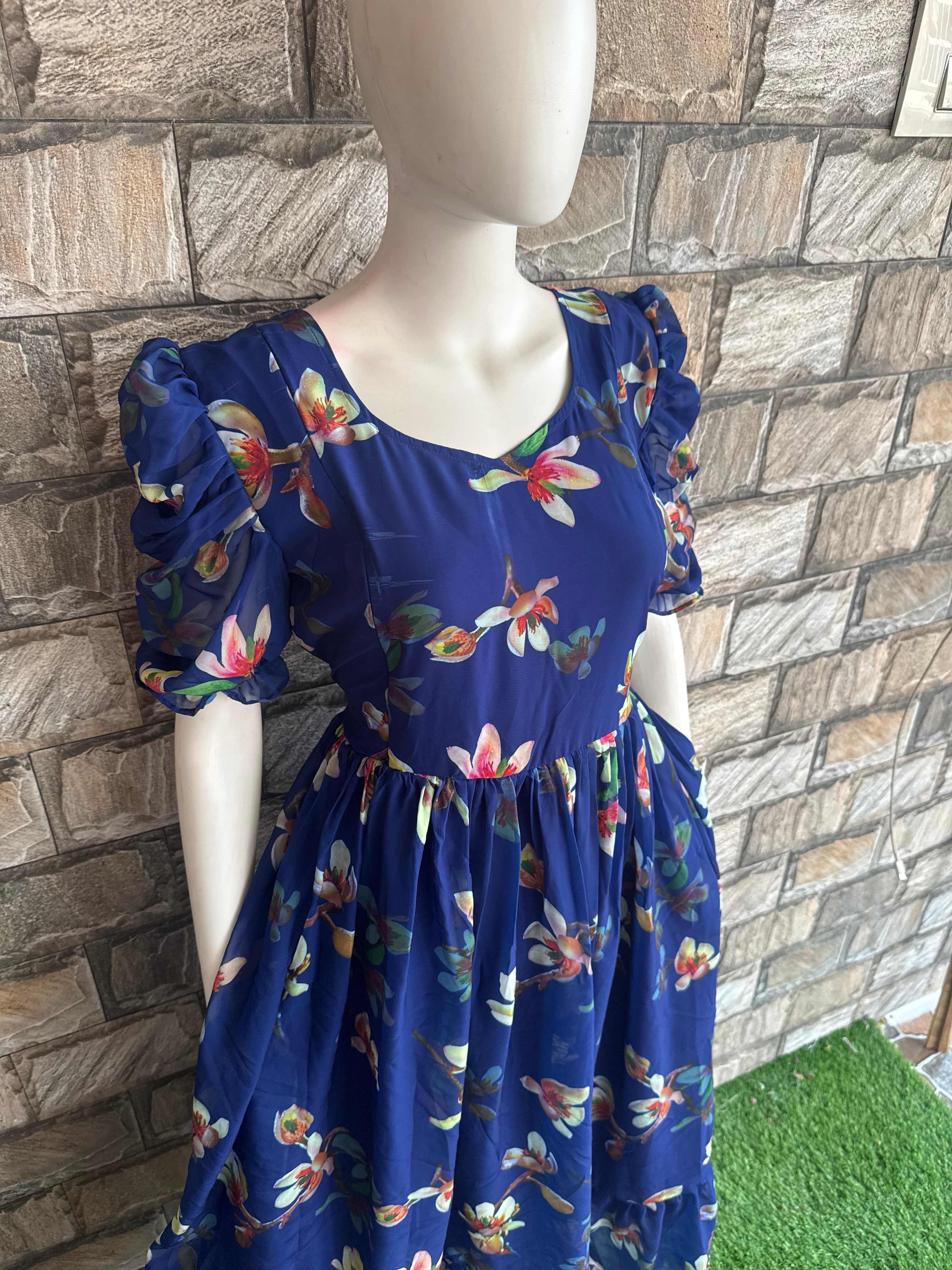 Royal Blue Georgette Maternity Maxi