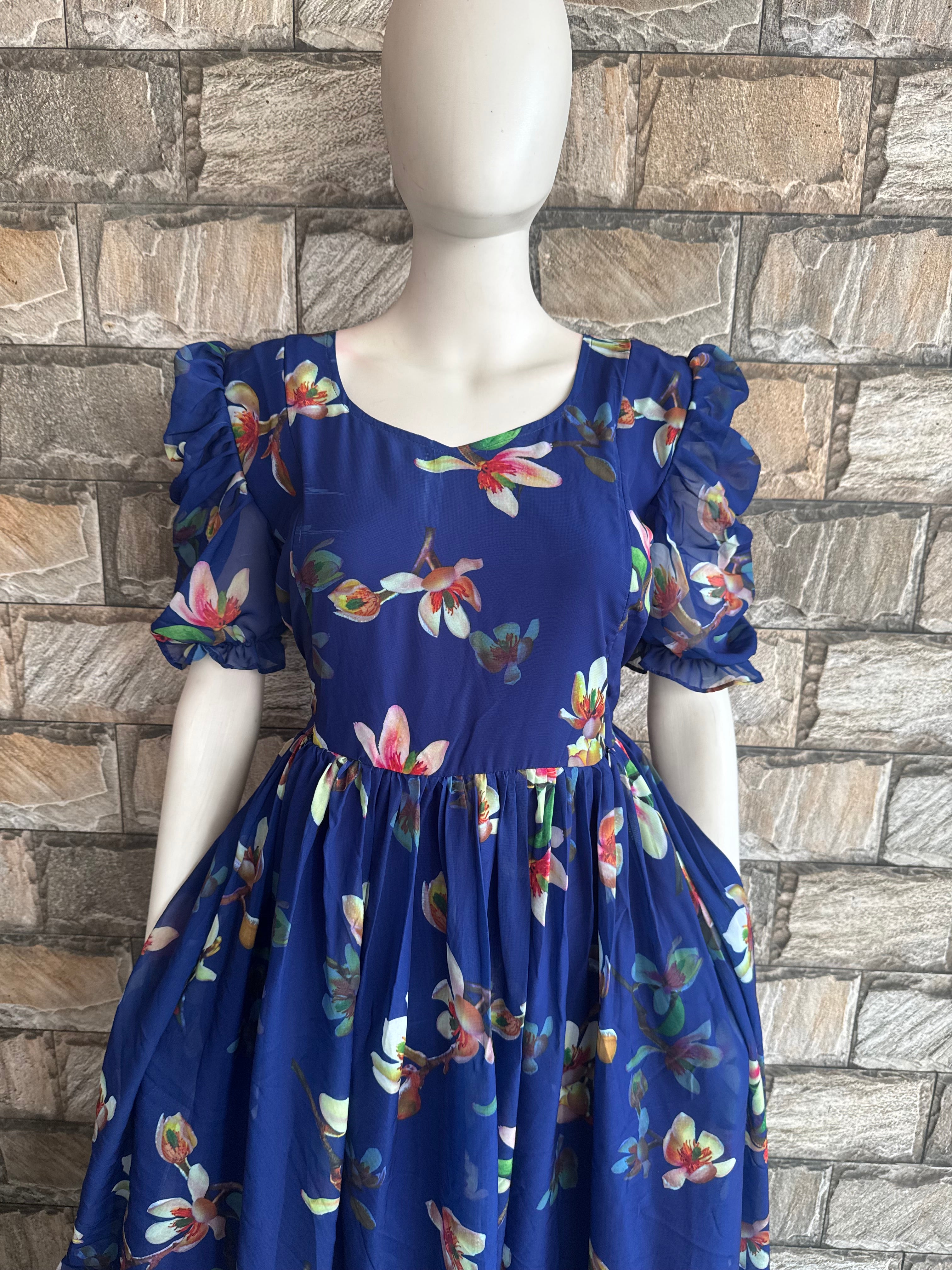 Royal Blue Georgette Maternity Maxi