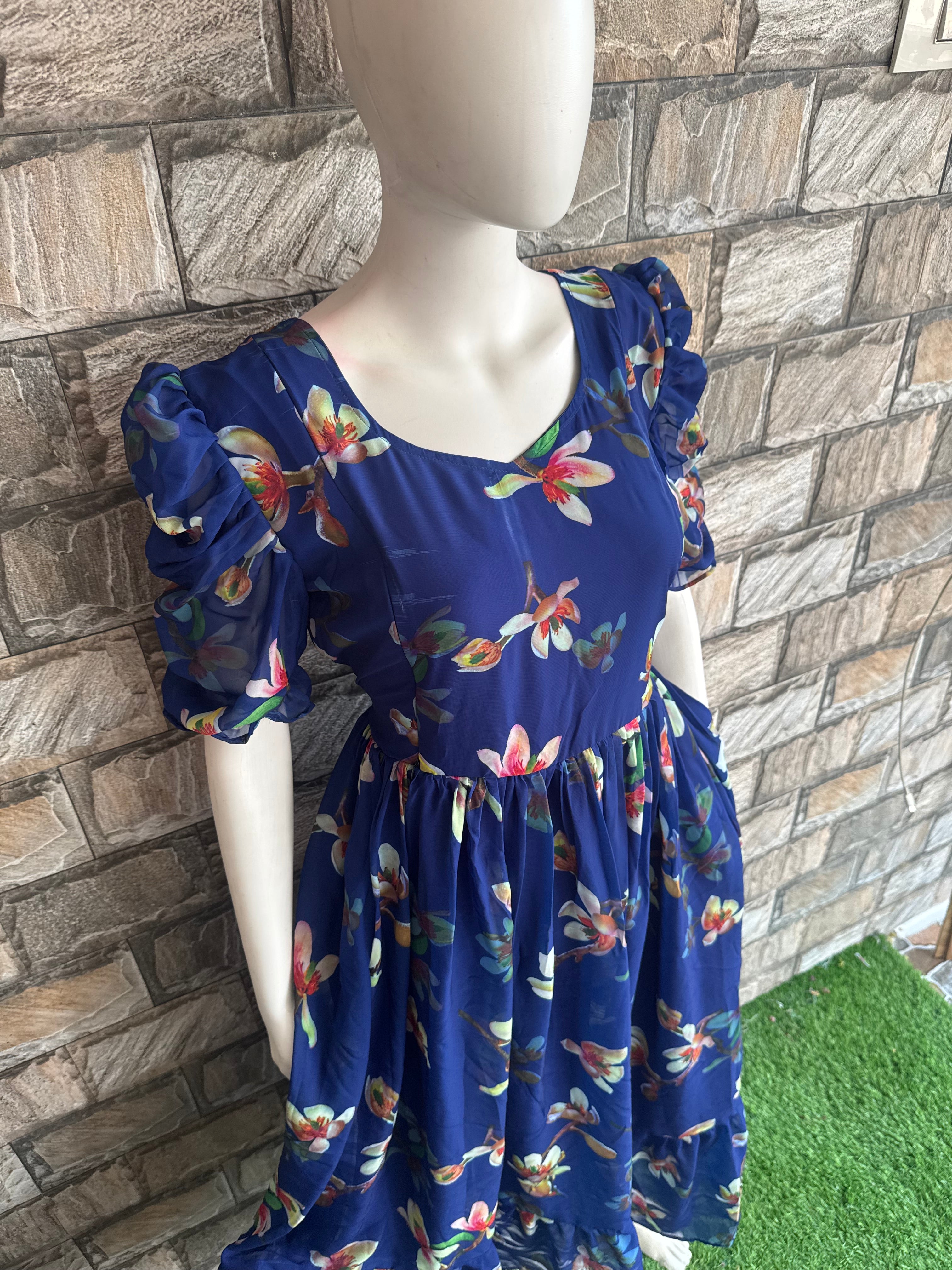 Royal Blue Georgette Maternity Maxi