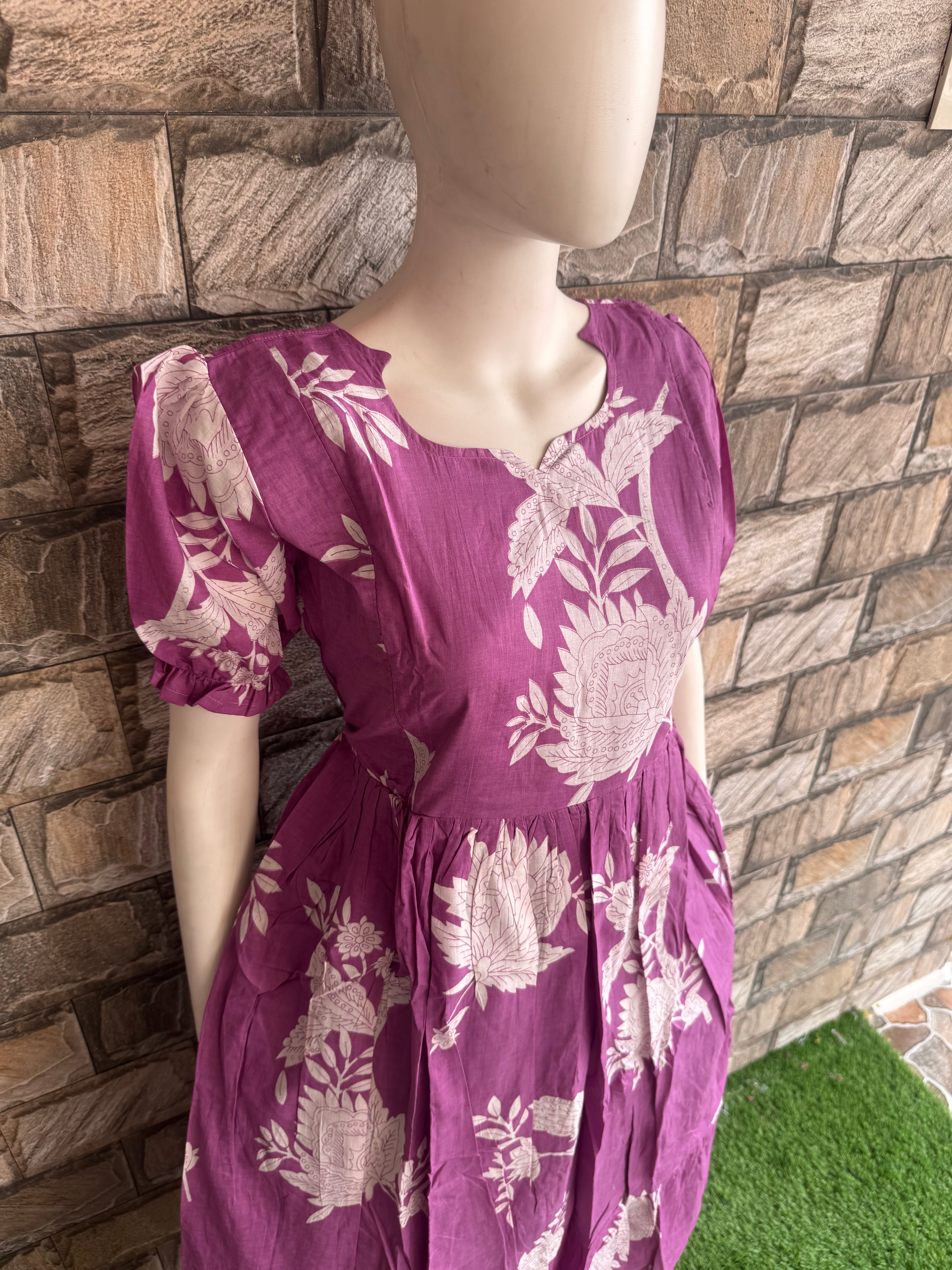 Lilac Floral Maternity cotton Maxi