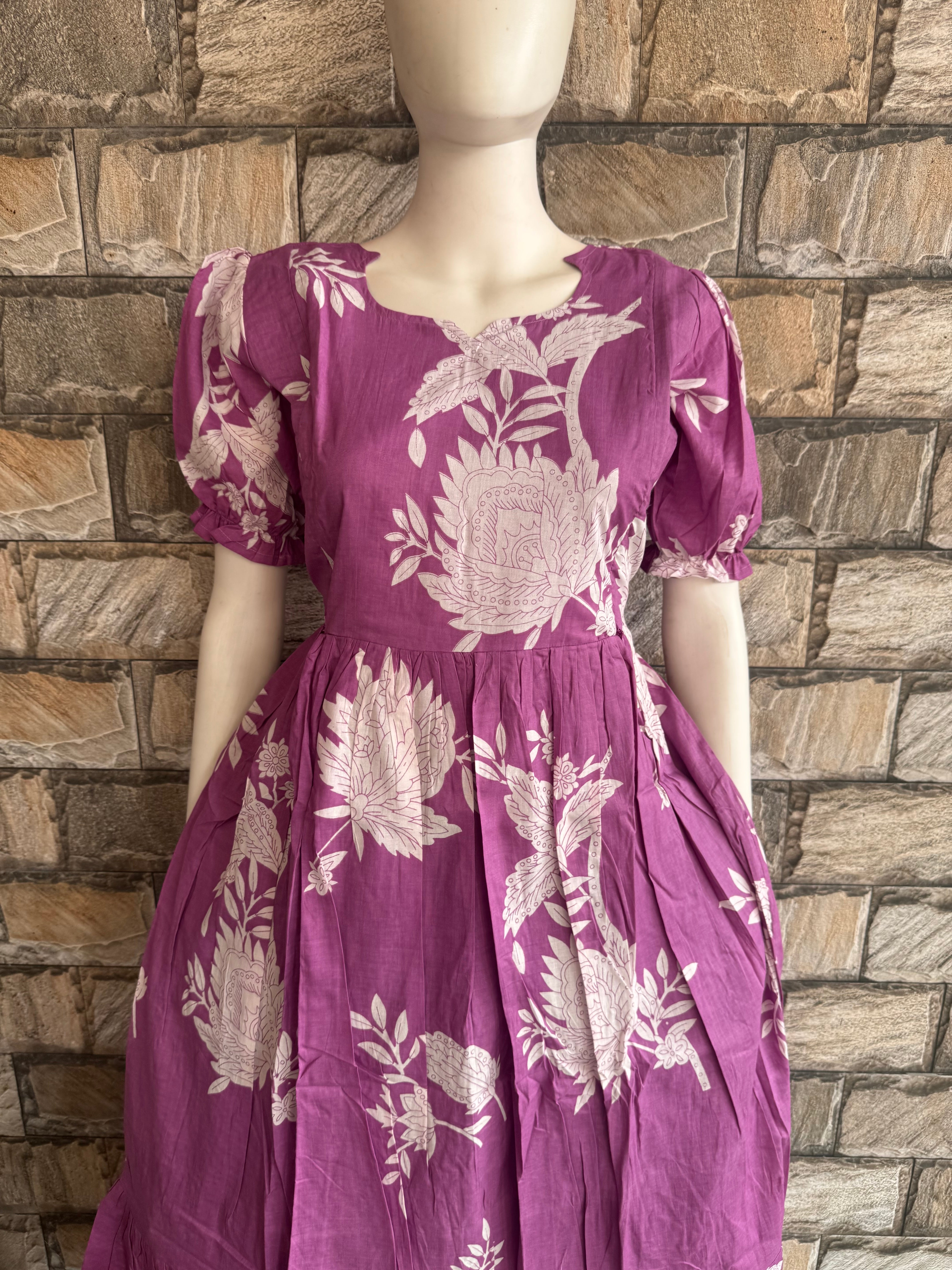 Lilac Floral Maternity cotton Maxi