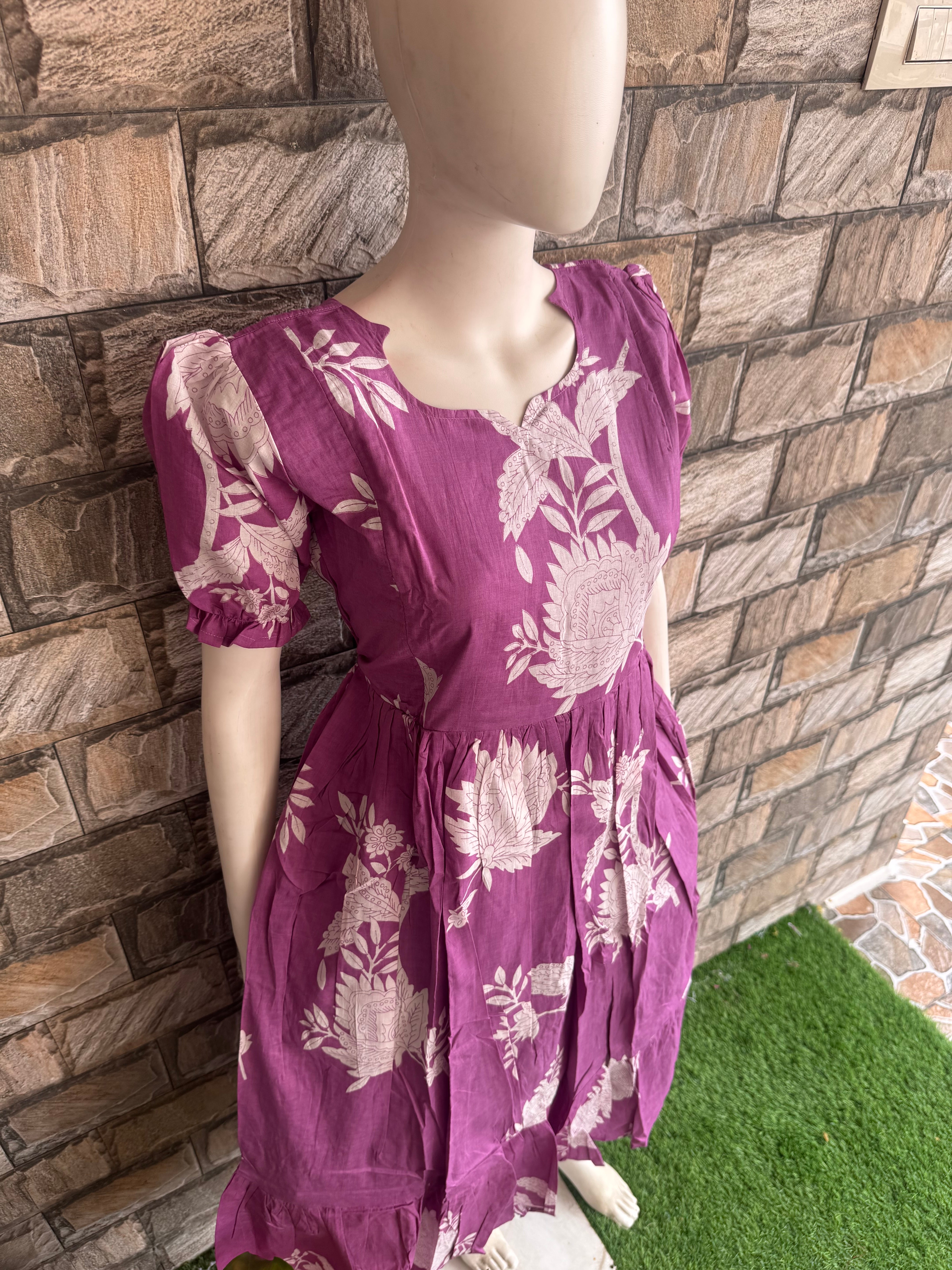 Lilac Floral Maternity cotton Maxi