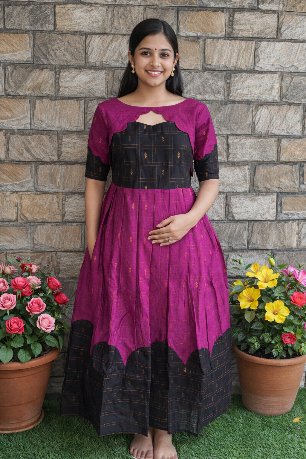 Pongal Series Violet Maternity Maxi