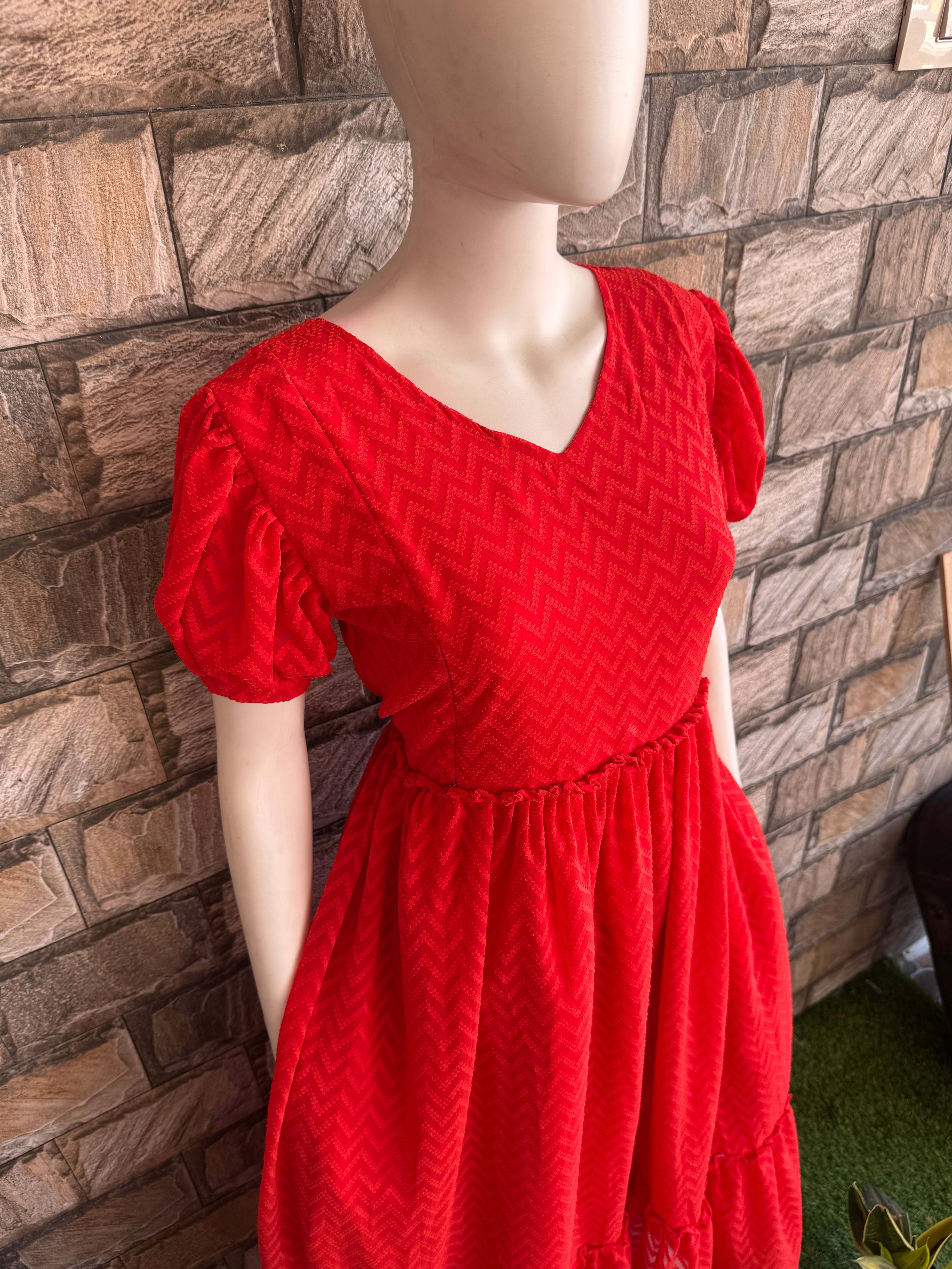 Orangish Red Dobby maternity maxi