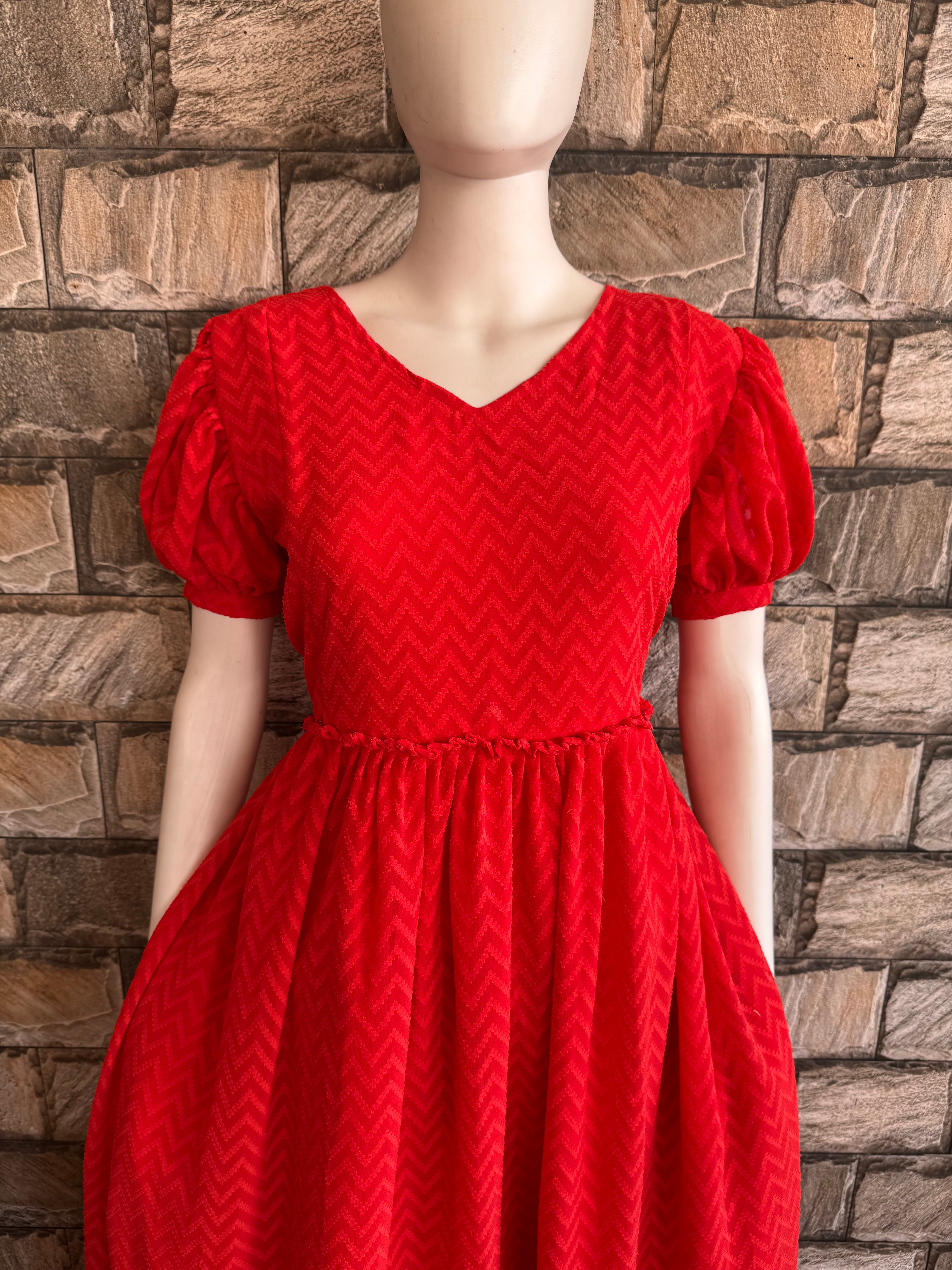 Orangish Red Dobby maternity maxi