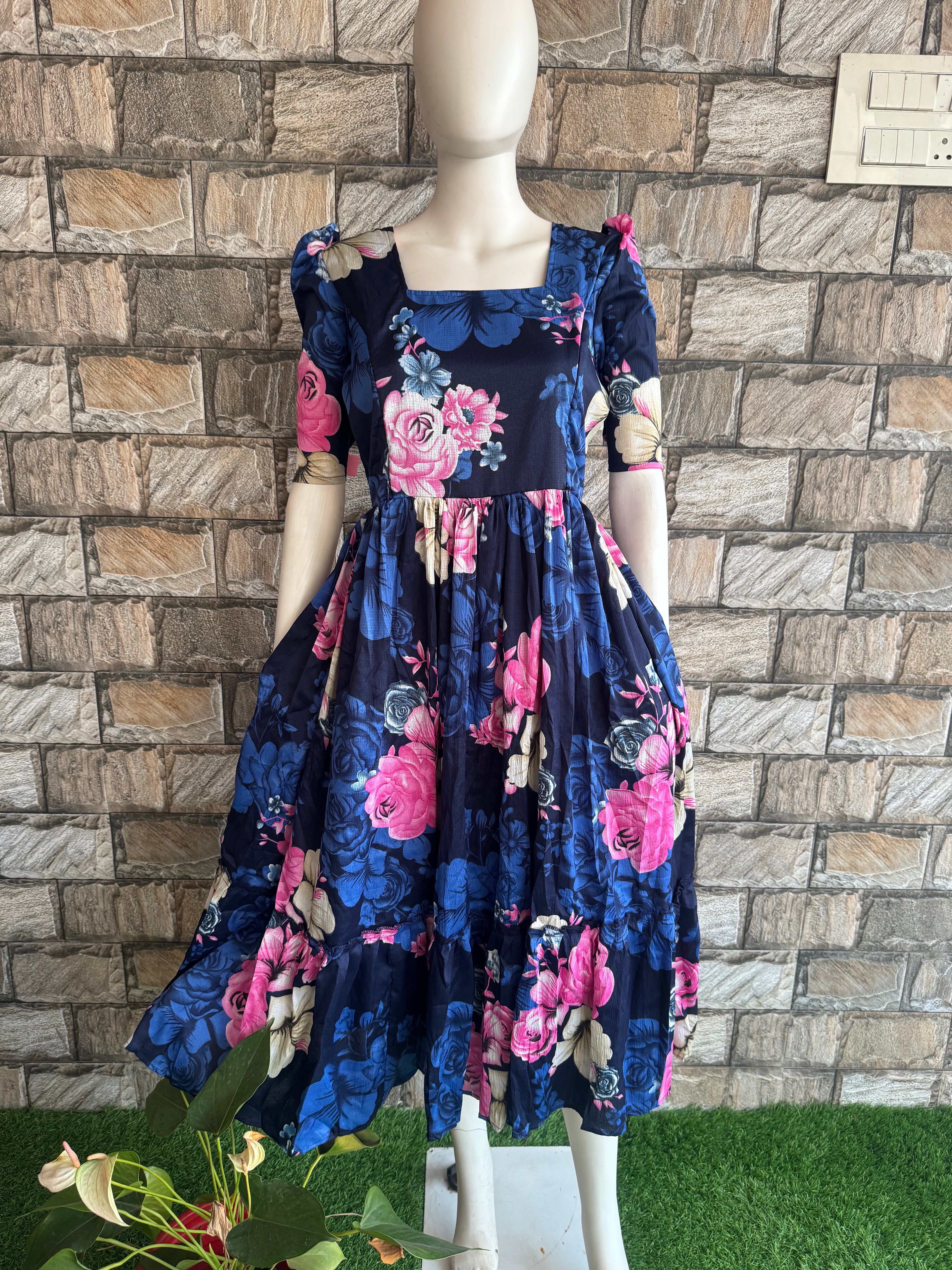 Navy Blue Delta Maternity Maxi