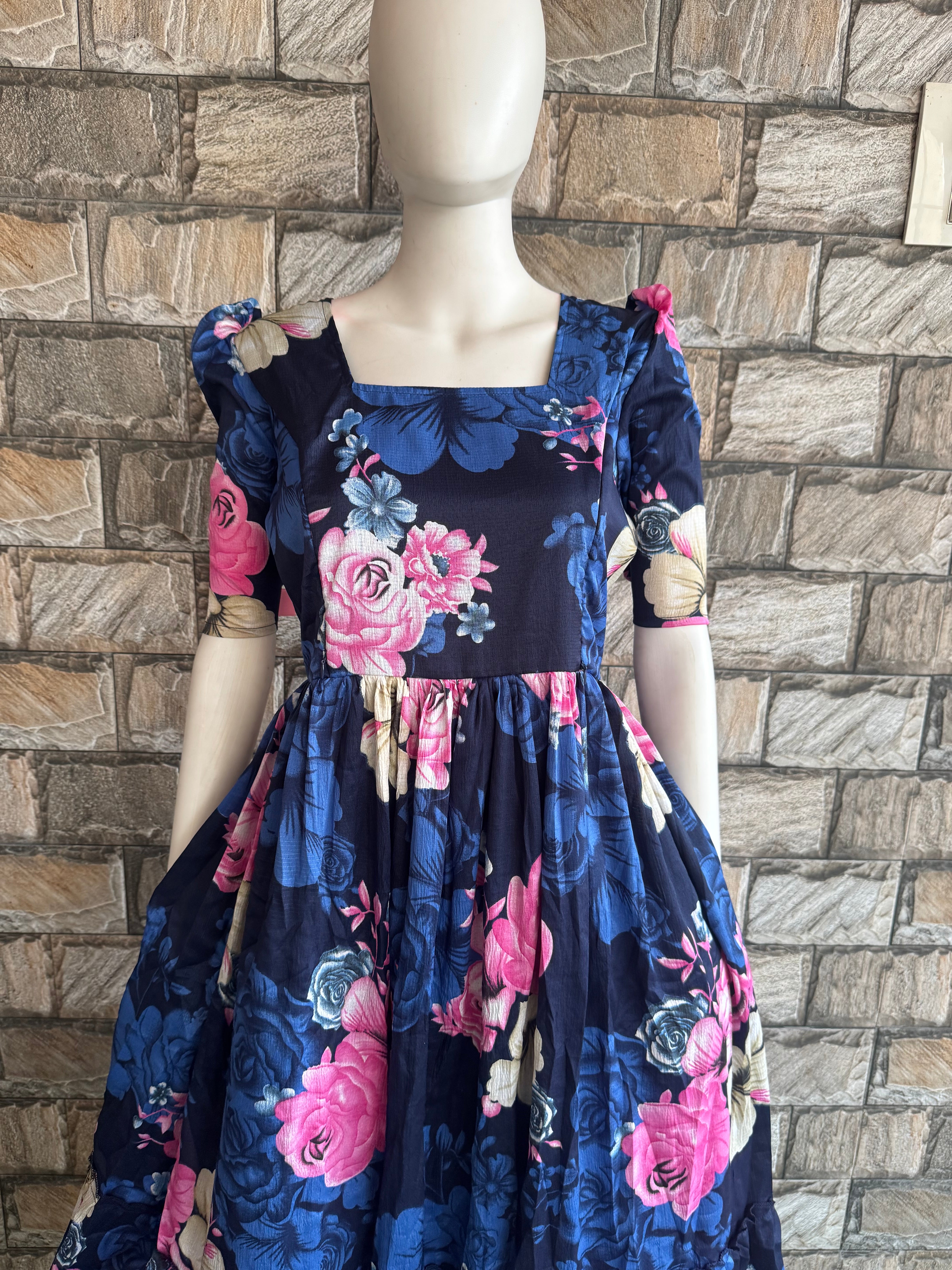 Navy Blue Delta Maternity Maxi