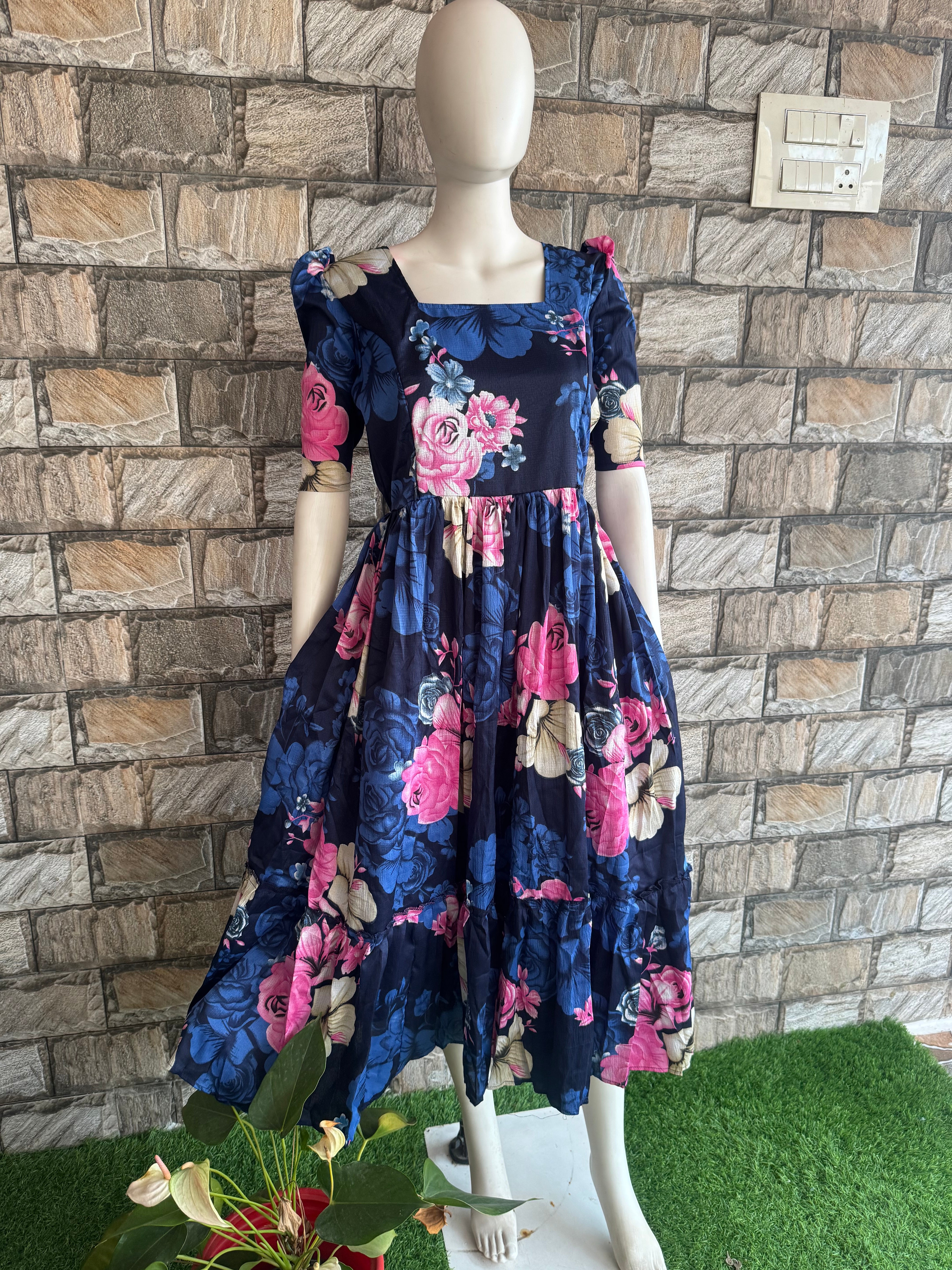 Navy Blue Delta Maternity Maxi