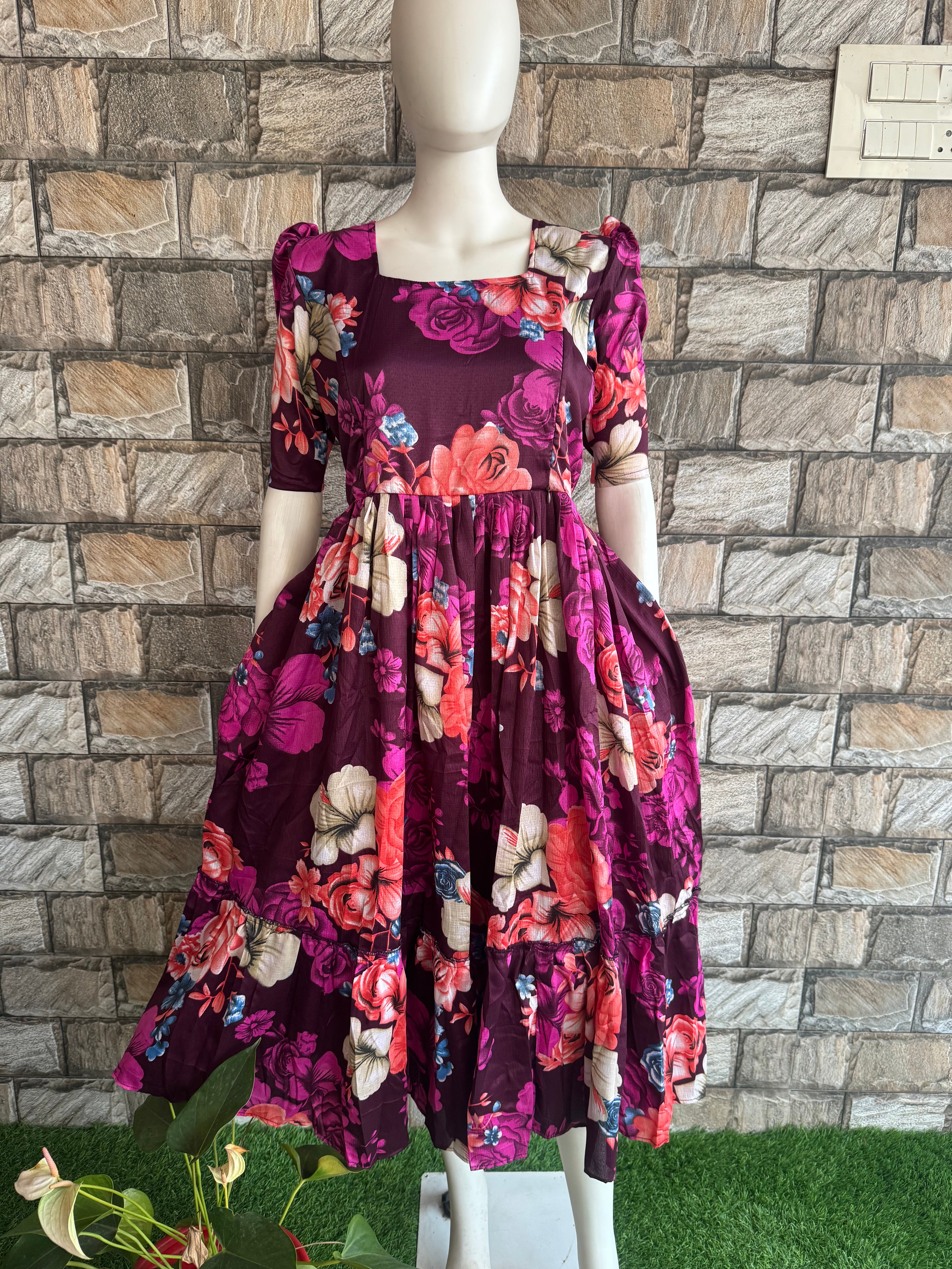 Wine Maternity Maxi Delta crepe