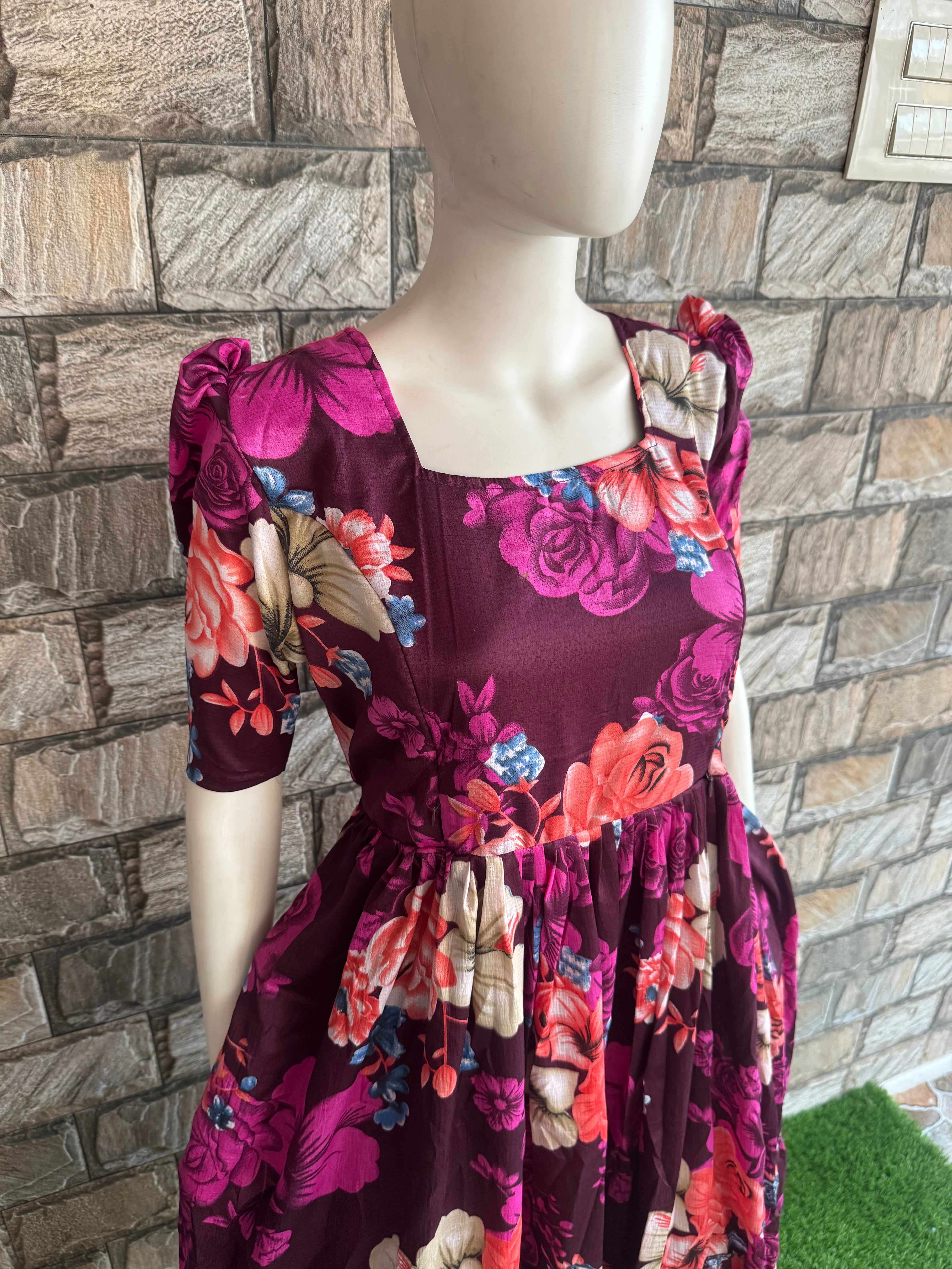 Wine Maternity Maxi Delta crepe