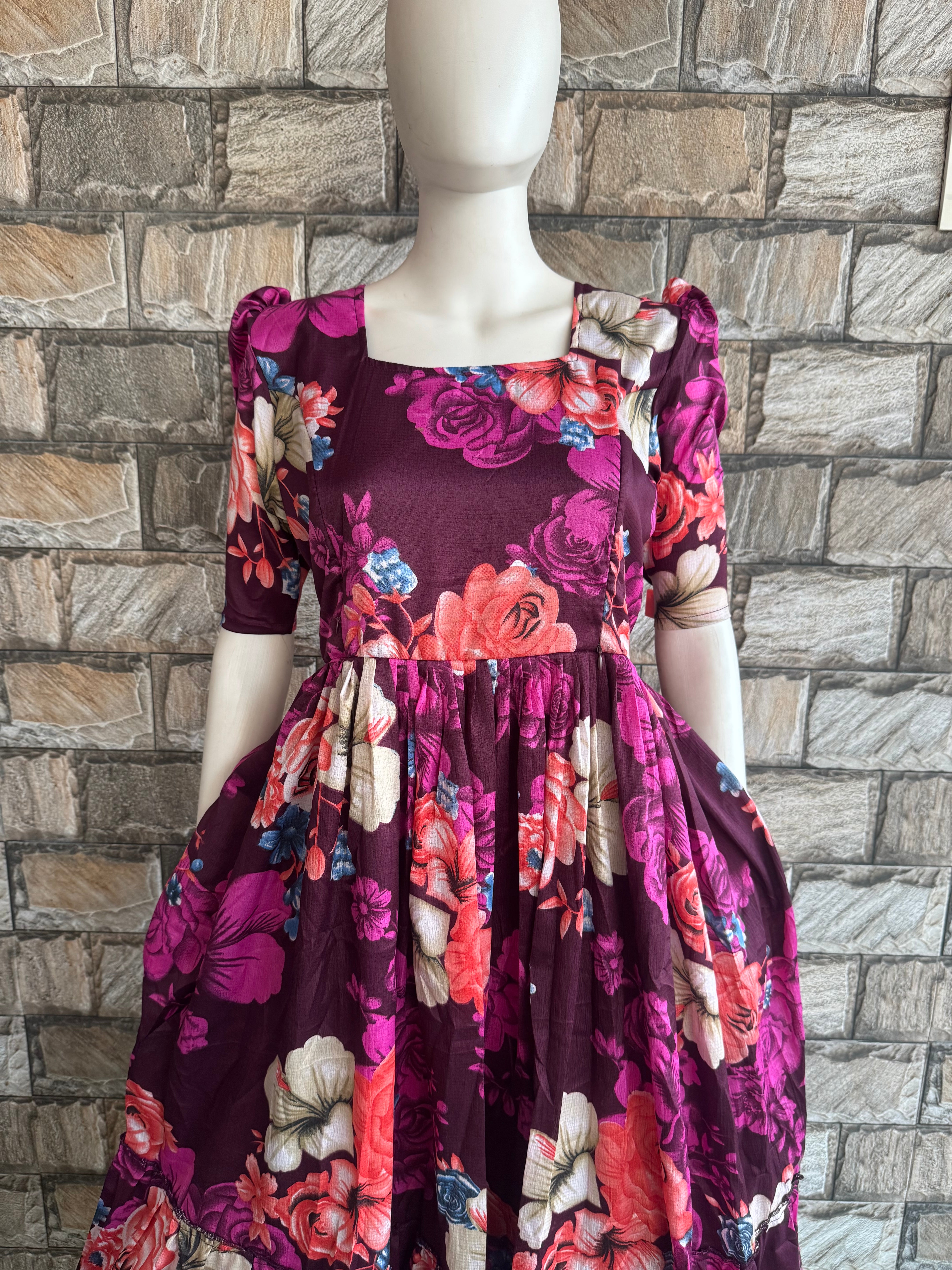 Wine Maternity Maxi Delta crepe