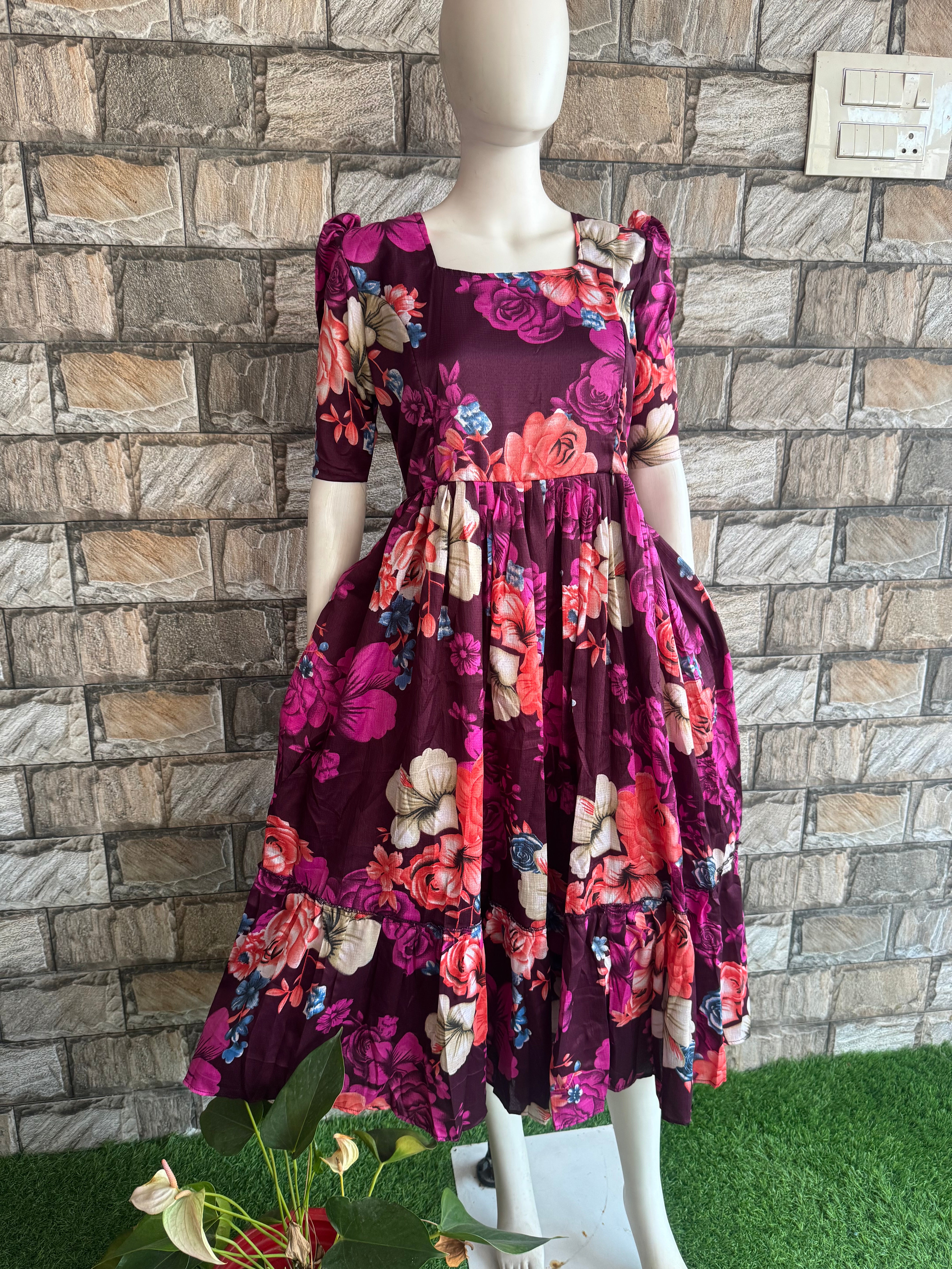 Wine Maternity Maxi Delta crepe