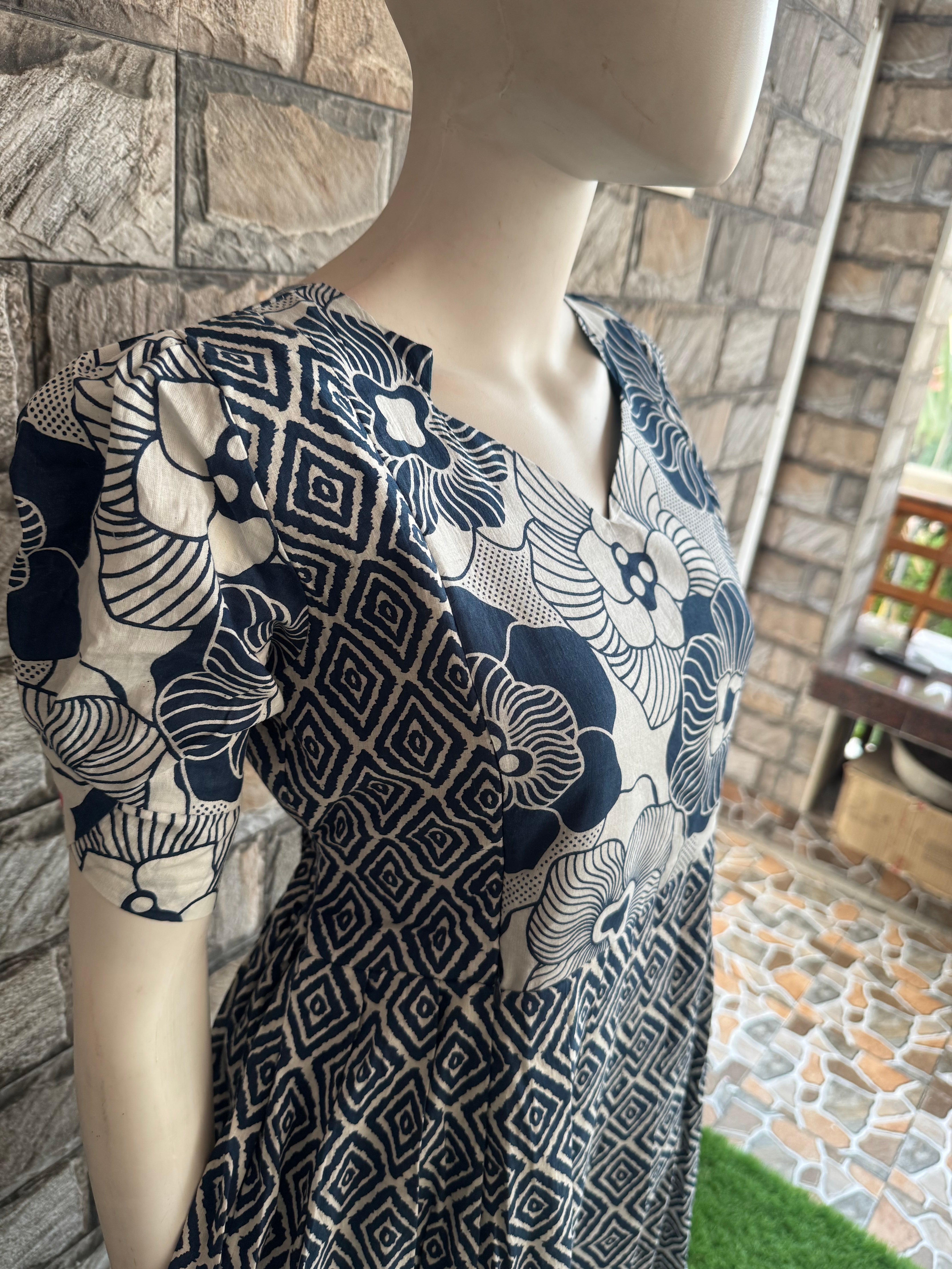 Grey Floral Cotton Maternity maxi