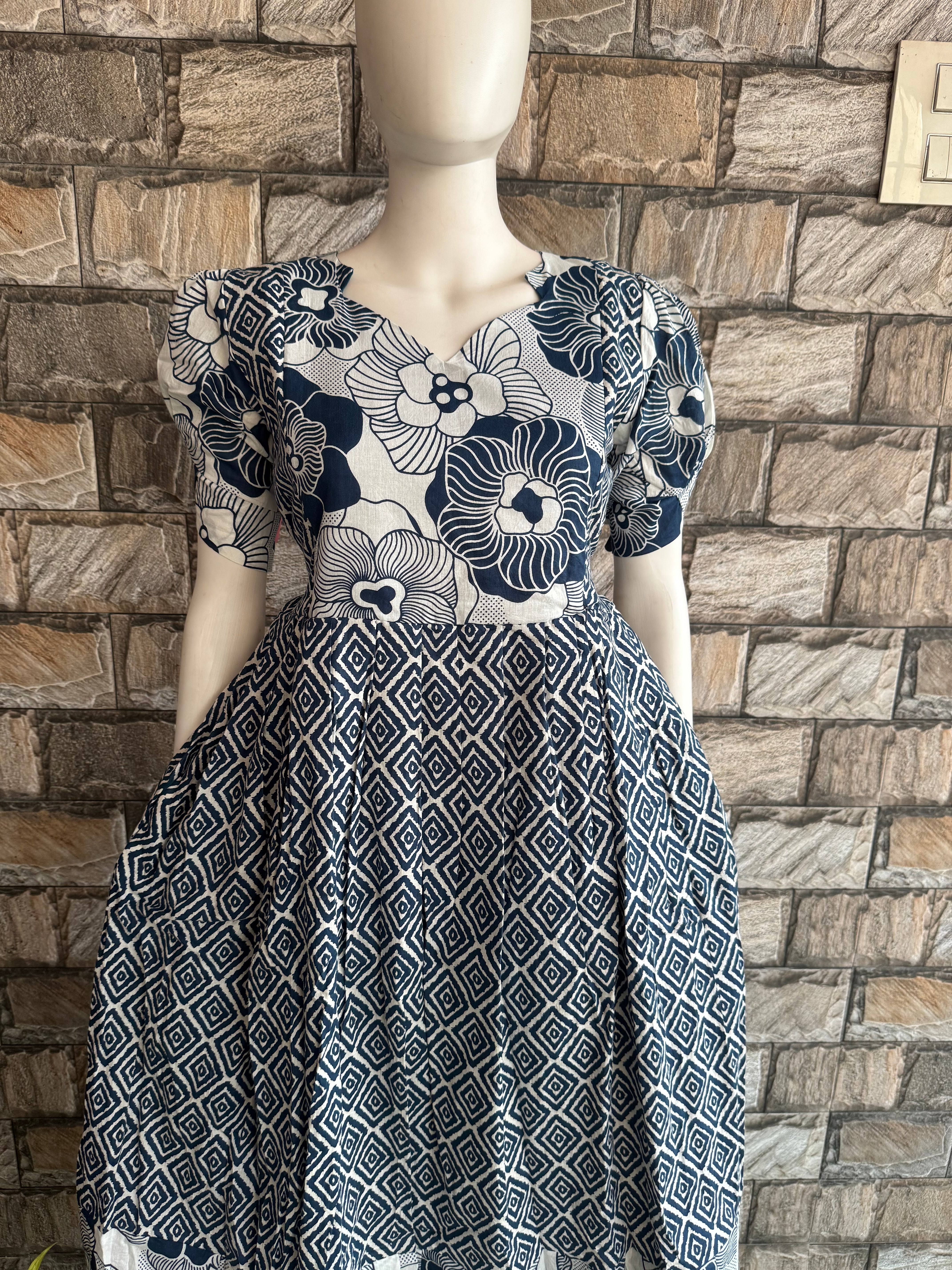 Grey Floral Cotton Maternity maxi