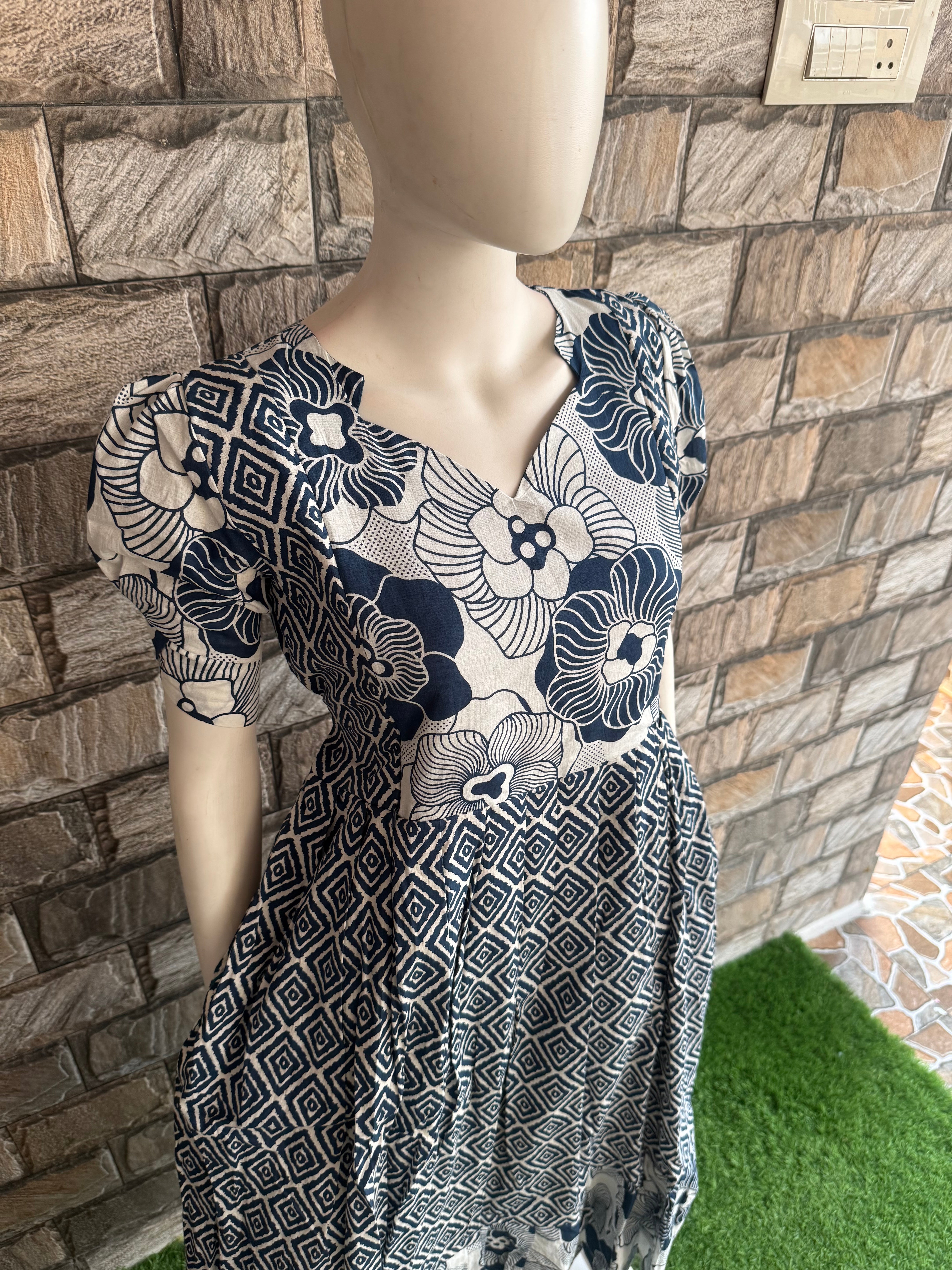 Grey Floral Cotton Maternity maxi