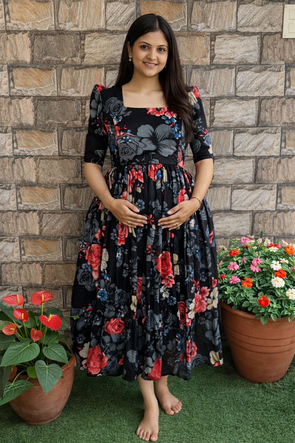 Black Delta Maternity Maxi