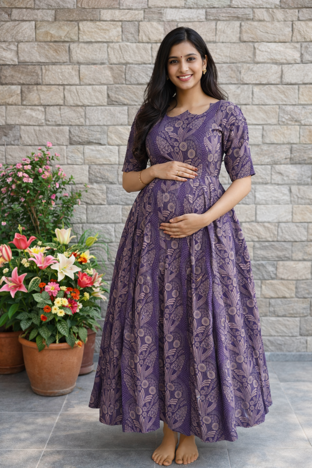 Black Current Mul soft cotton Maxi