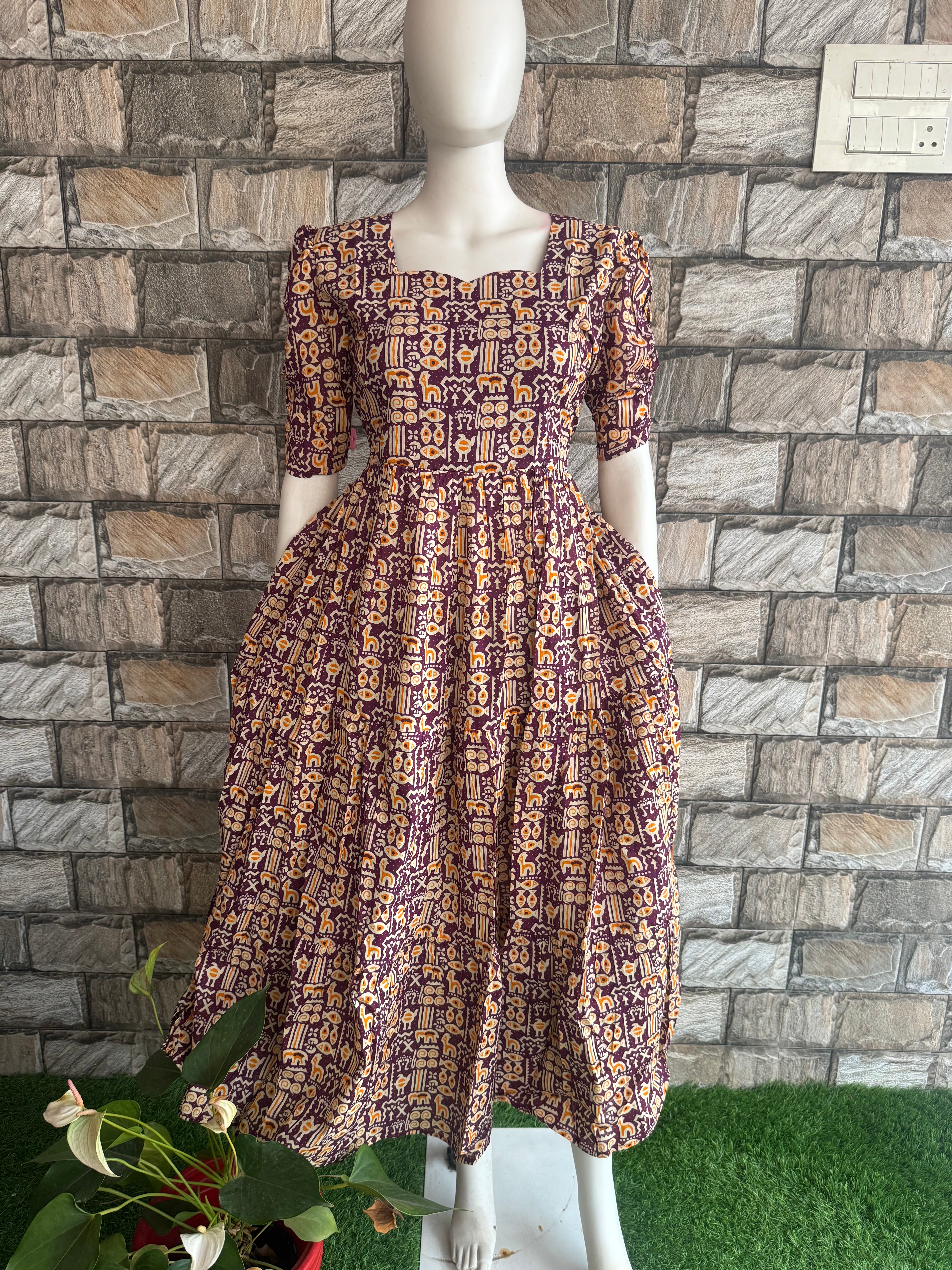 Violet cotton Maxi Fish print