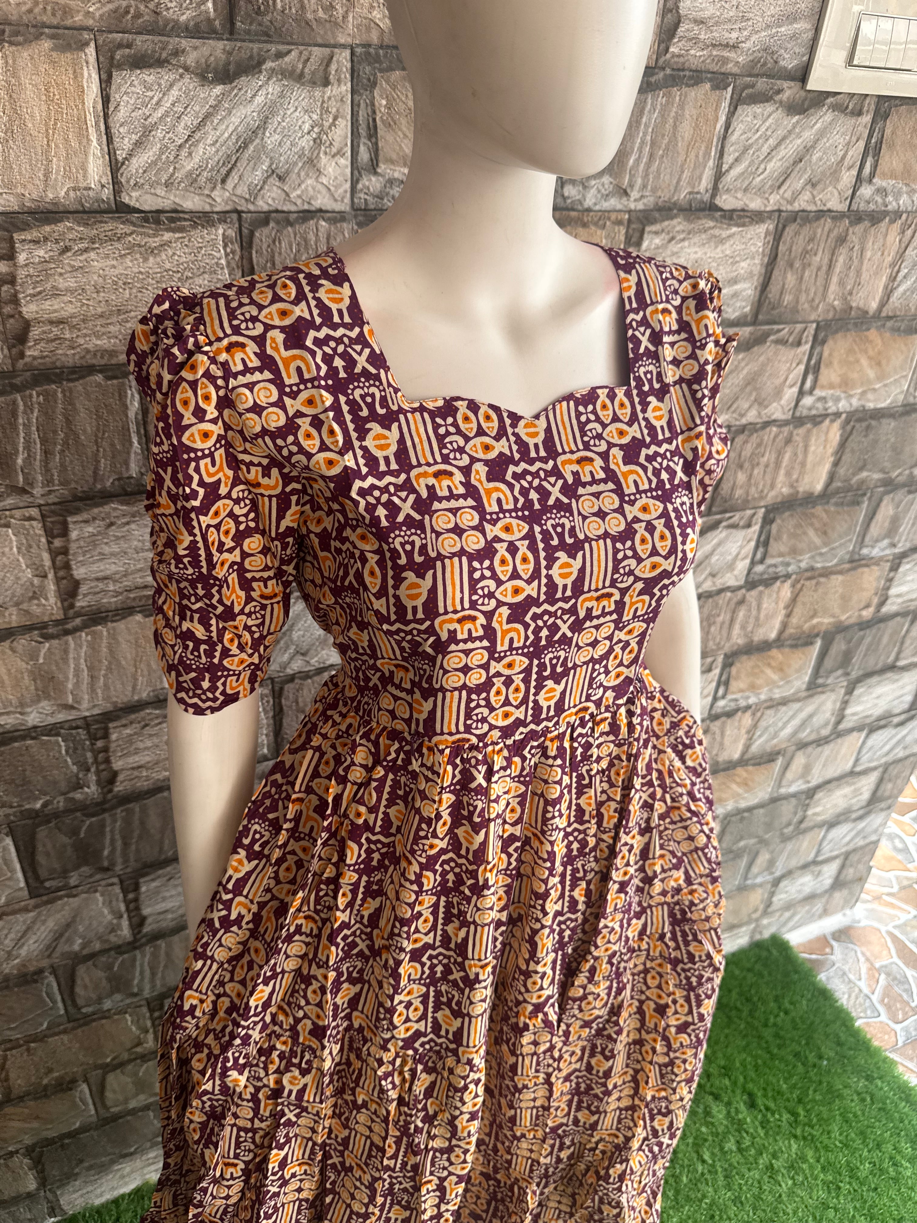 Violet cotton Maxi Fish print