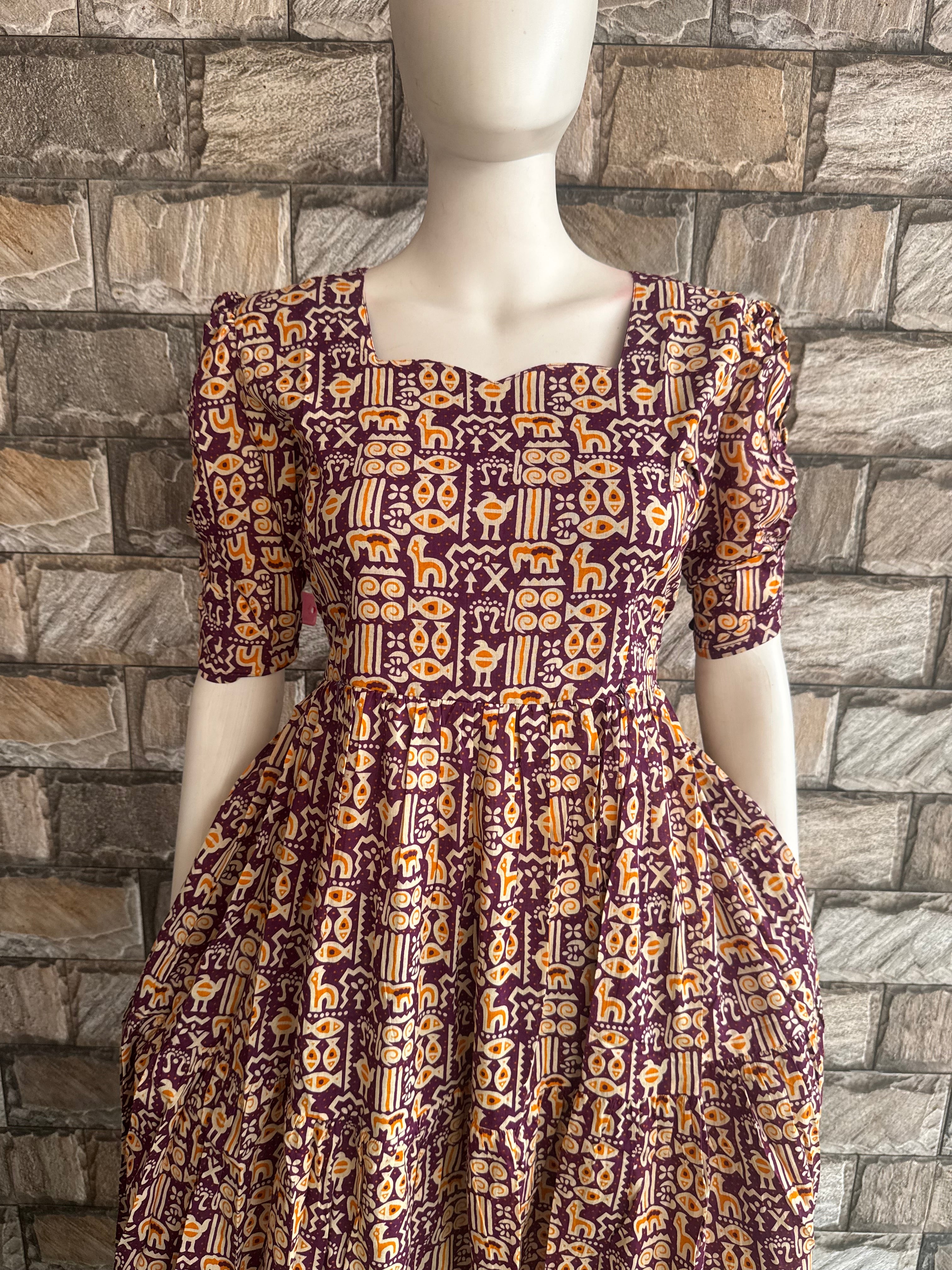 Violet cotton Maxi Fish print