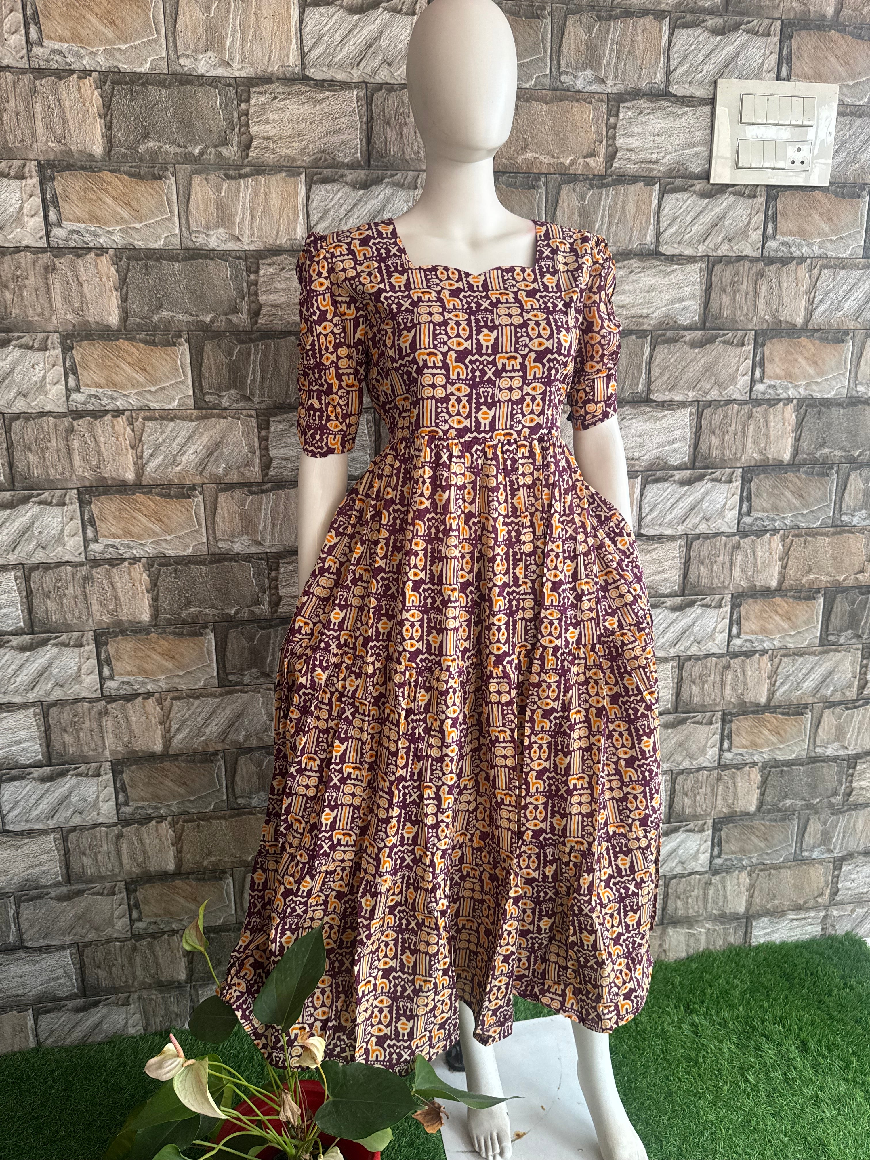 Violet cotton Maxi Fish print