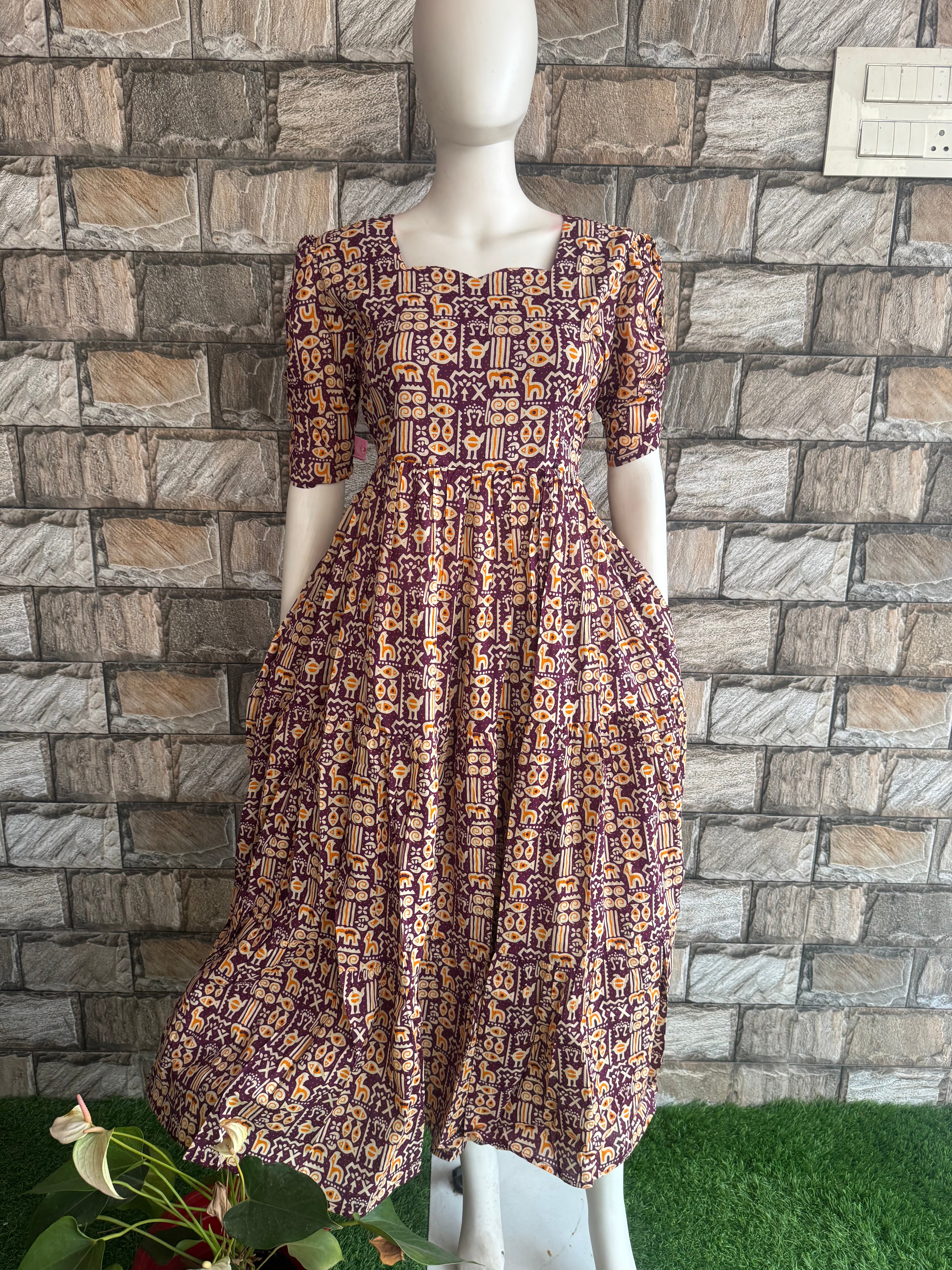 Violet cotton Maxi Fish print