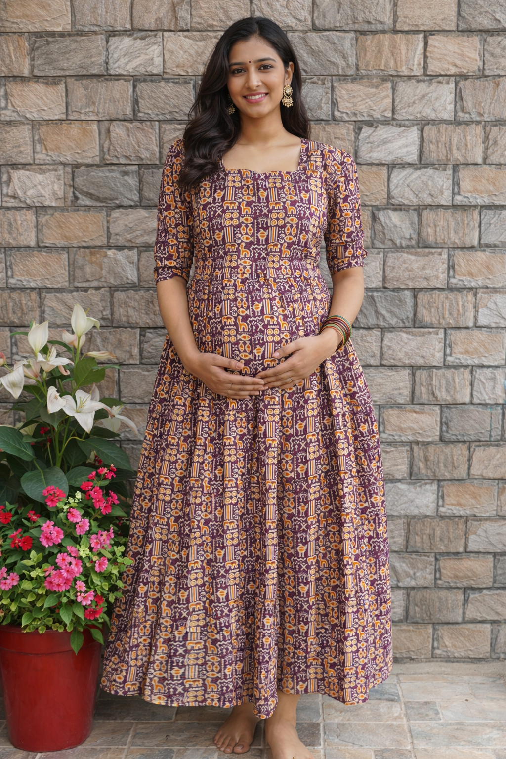 Violet cotton Maxi Fish print