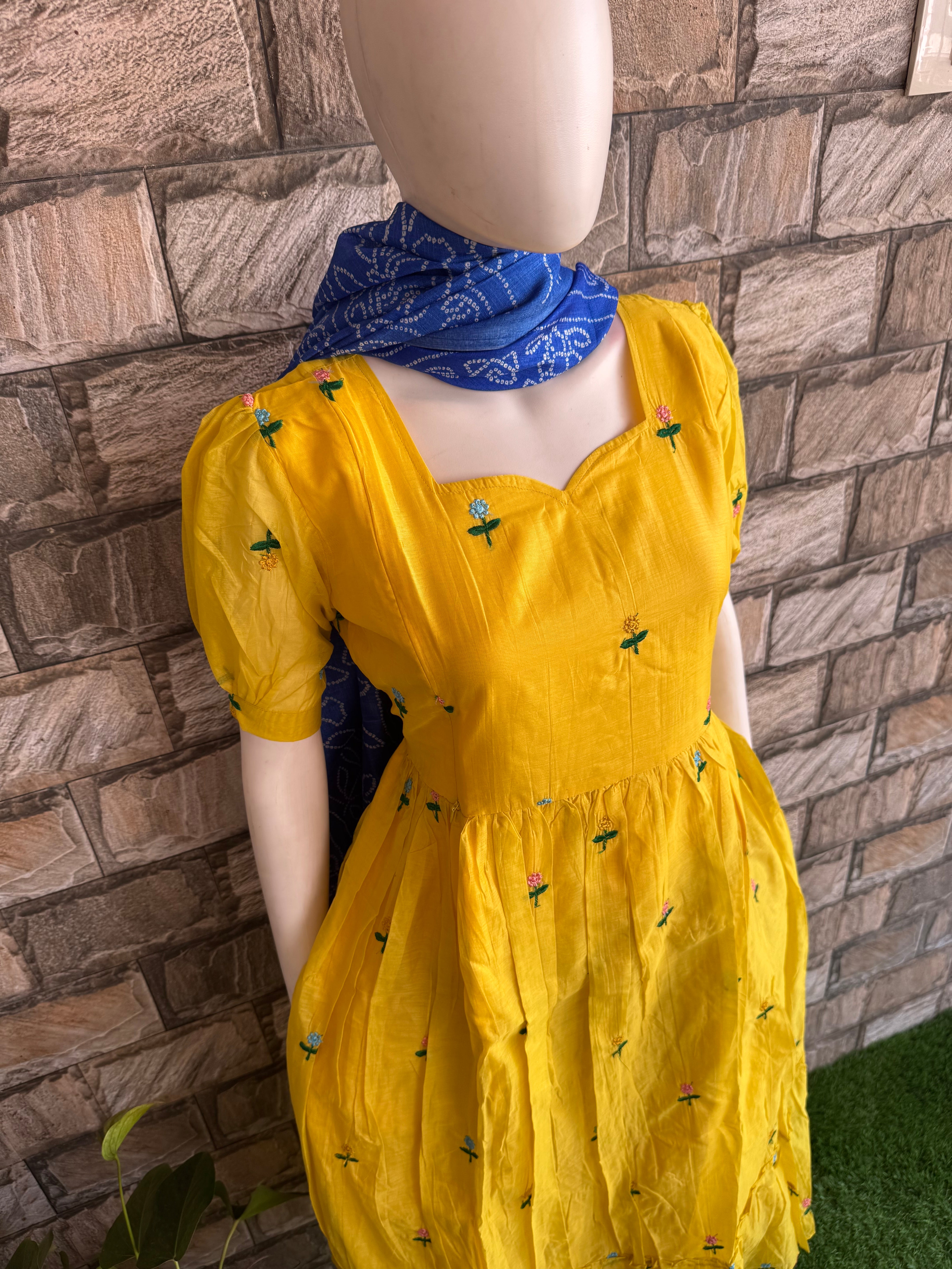 Haldi Mul Chanderi Maternity Maxi